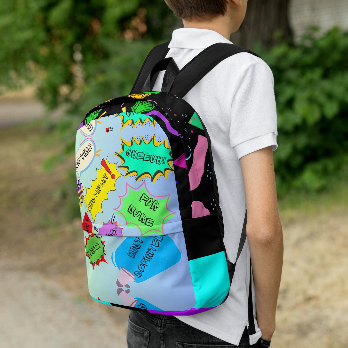 Hipyfi Retro 80s Comic Burst Backpack featuring vintage pop art design and colorful comic-style graphics Right-2
