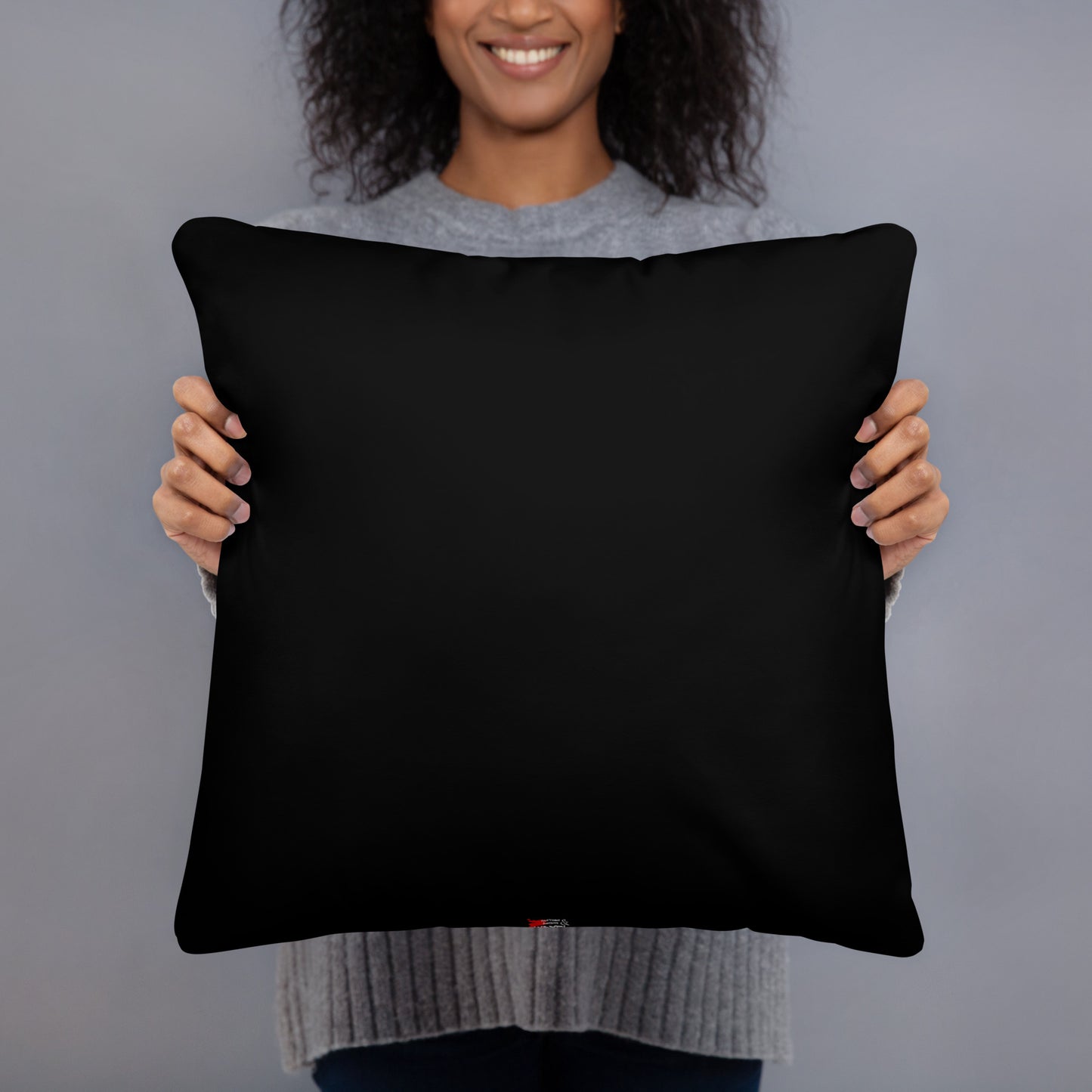 Vibrant abstract brushstroke pillow in bold colors, sustainable modern decor for any room. 18x18-back