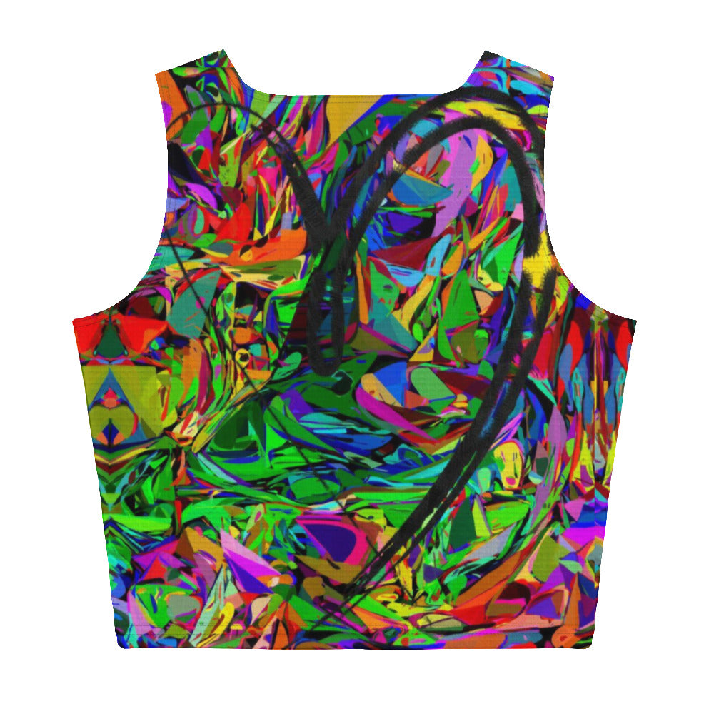 Women's Neon Mythos Abstract Crop Top by Hipyfi – Colorful streetwear with bold multicolor print Back-5