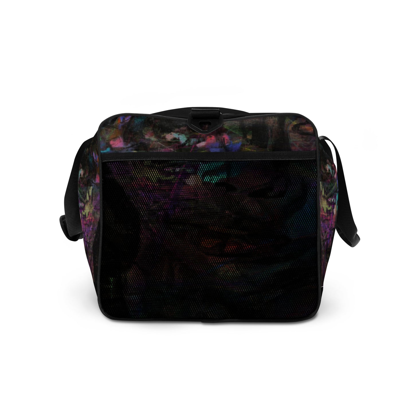 Hipyfi Chromatic Dreams Duffle Bag with bold multicolor abstract all-over print, ideal for gym and travel. right-side