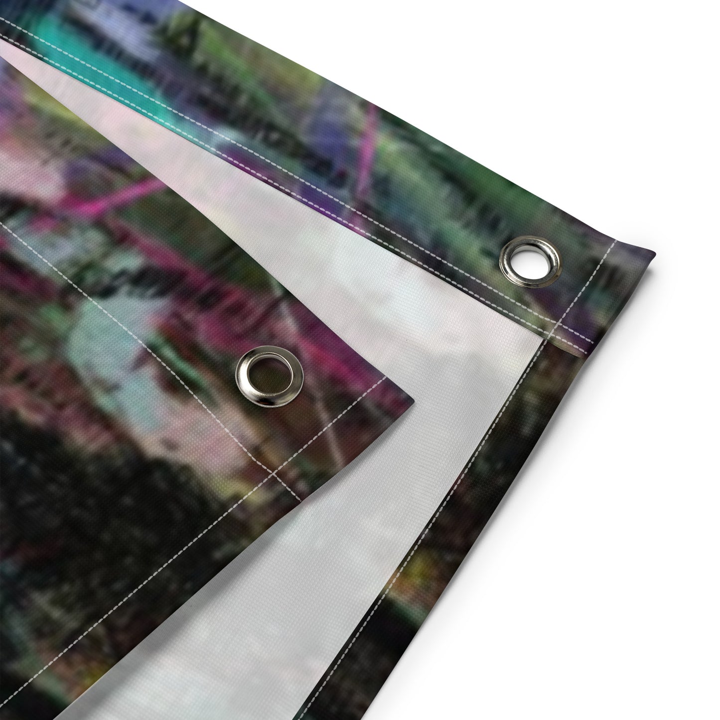 Hipyfi Chromatic Dreams Art Flag: Vibrant abstract wall decor with bold brushstrokes designed for modern interiors or festival spaces. product-details