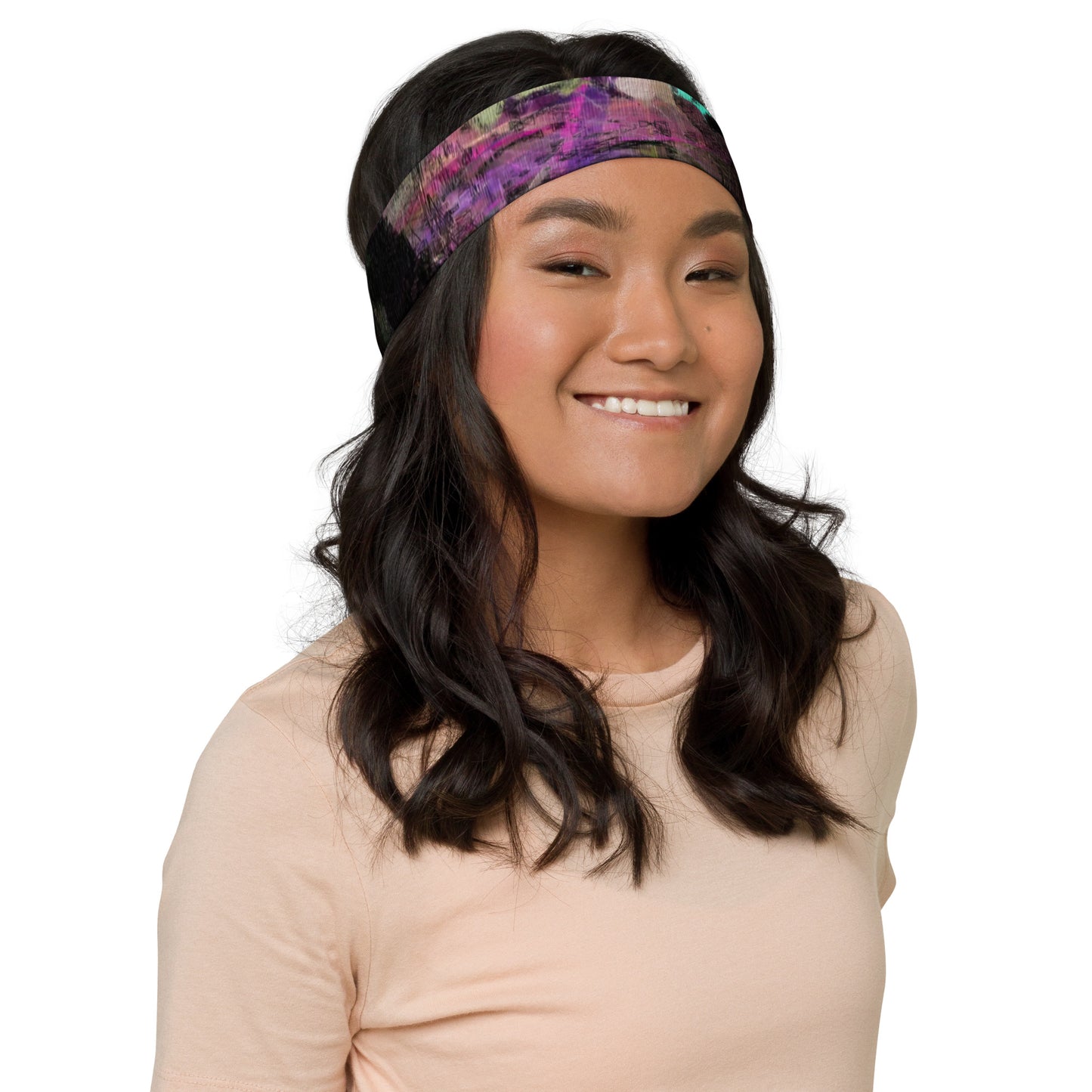 Hipyfi Chromatic Dreams Abstract Art Headband – Bold Colorful Unisex Hair Accessory with UPF 50+ & Eco-Friendly Design girl front