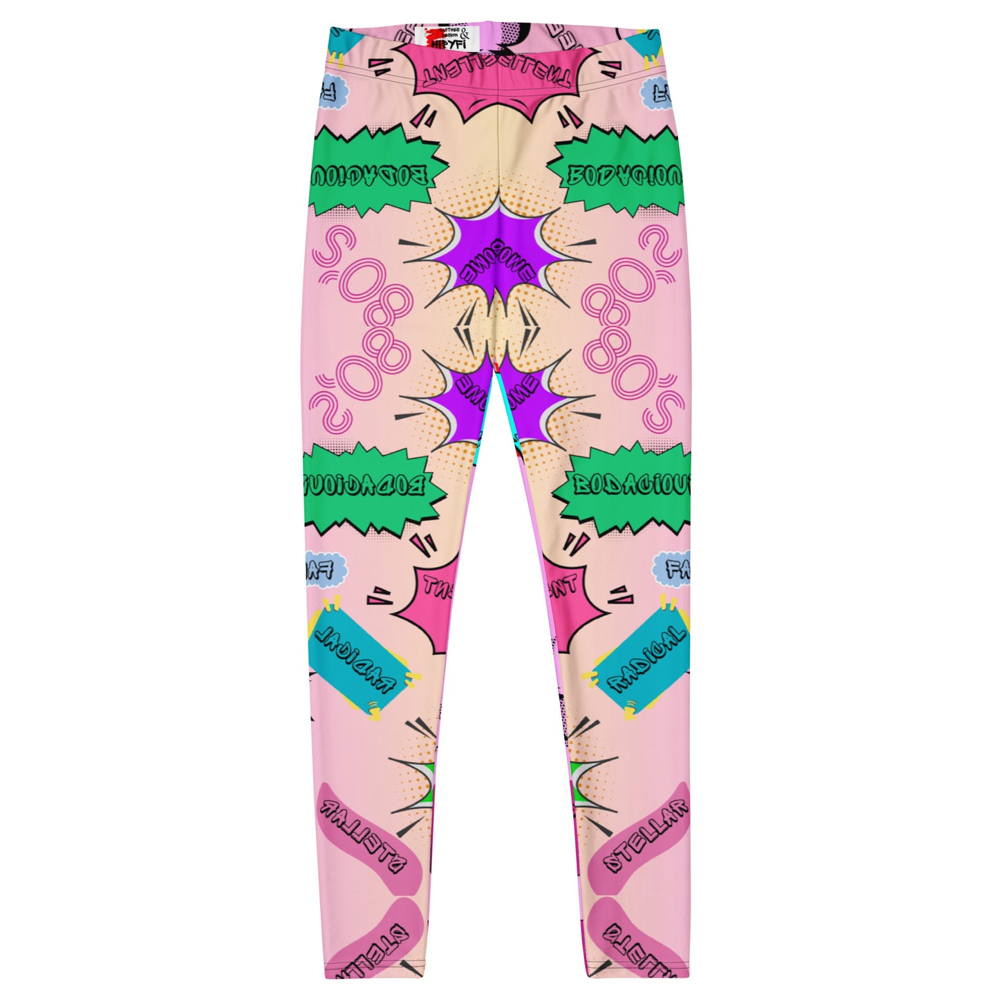 80s comic pop art leggings for women in neon retro colors by Hipyfi Clothes & Design. Front-6