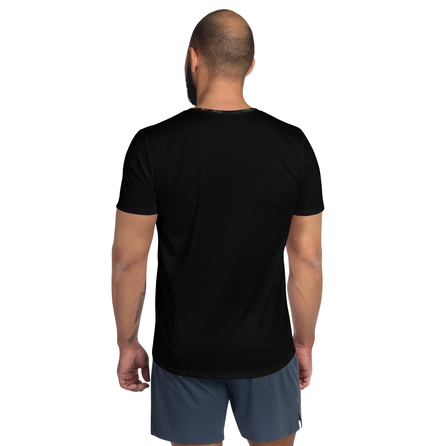 Hipyfi Men's Chromatic Dreams Athletic Tee: Bold abstract design on moisture-wicking performance fabric for gym or streetwear. Back-2