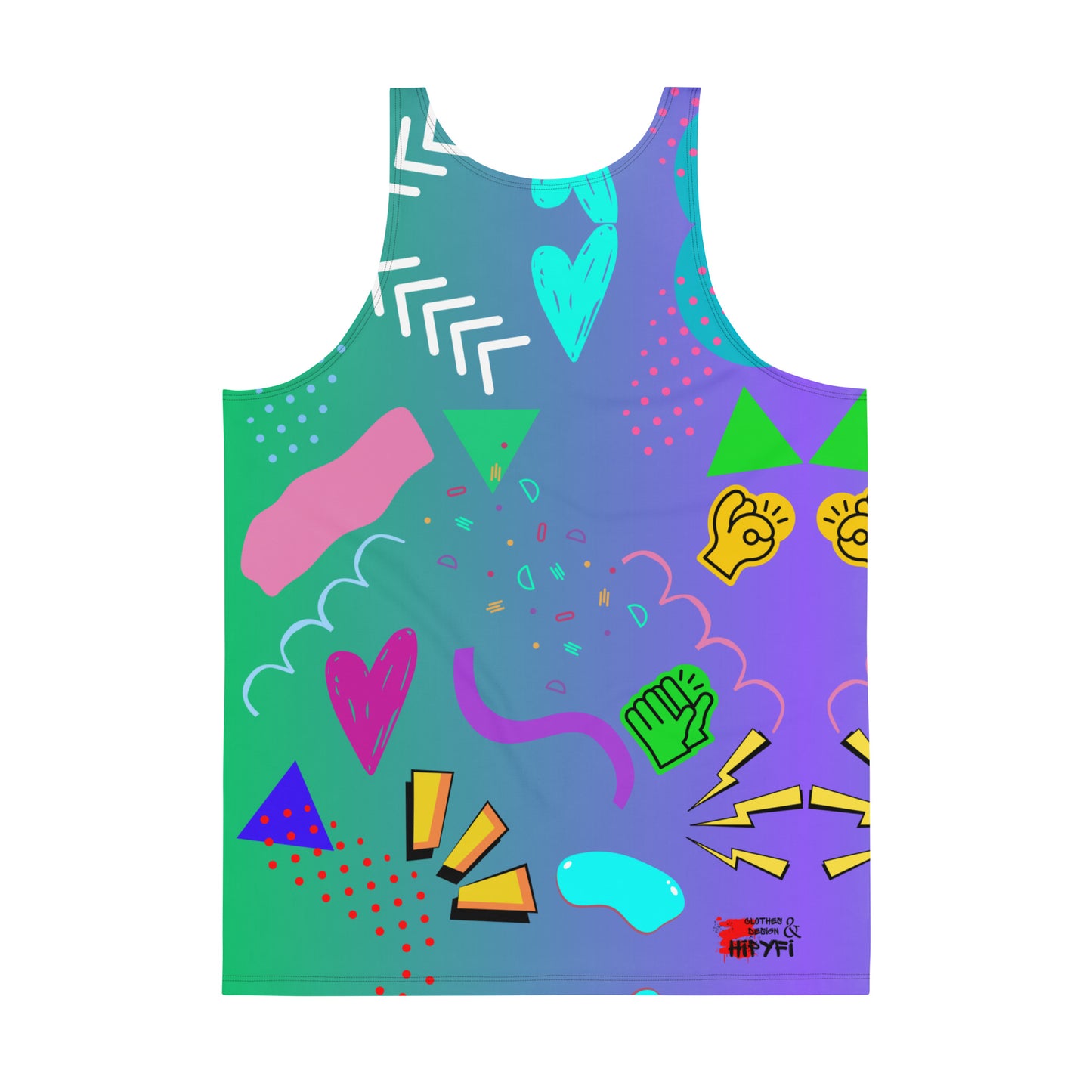 Men’s 80s Pop Art Tank Top with Neon Memphis Design – Hipyfi Clothes & Design. Back-3