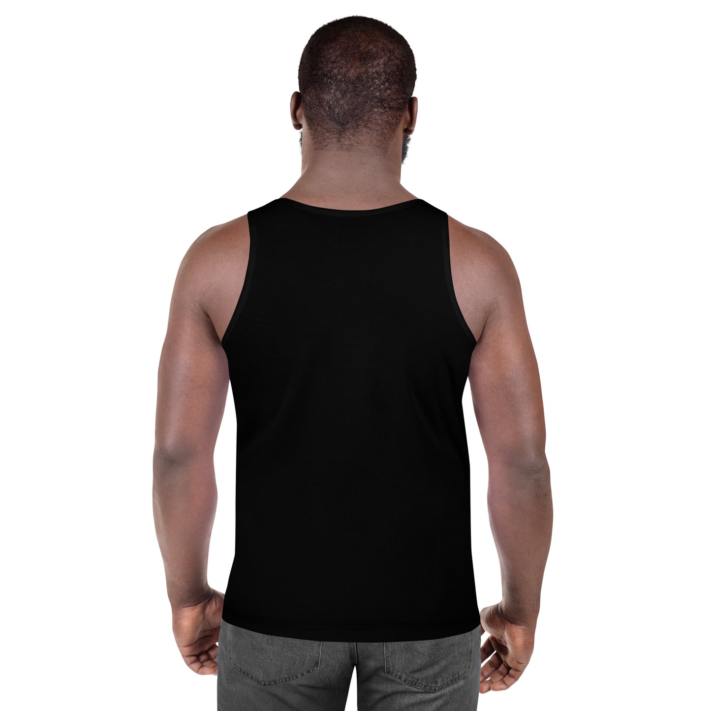Hipyfi Chromatic Dreams Men's Tank Top featuring bold colors and dynamic brushstroke patterns, blending style and modern fashion. Back-4