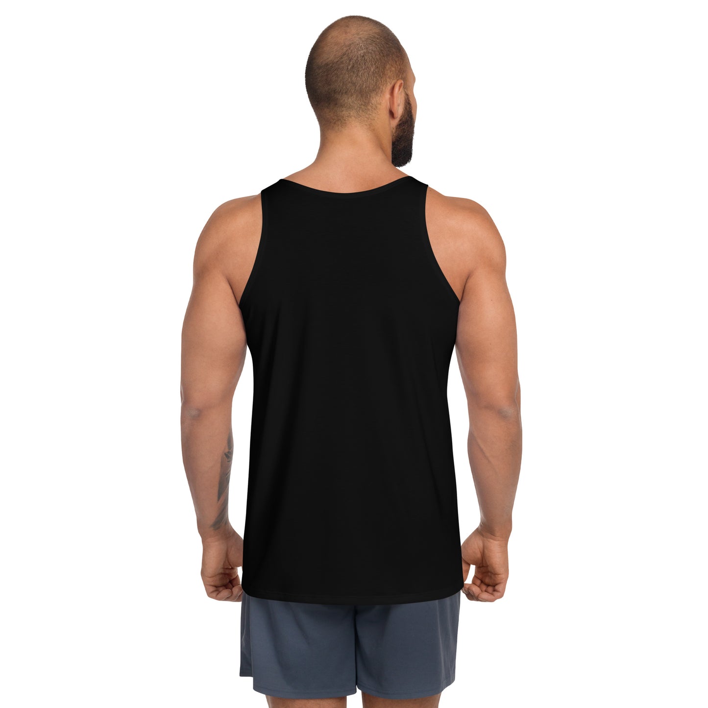 Hipyfi Chromatic Dreams Men's Tank Top featuring bold colors and dynamic brushstroke patterns, blending style and modern fashion. Back-3