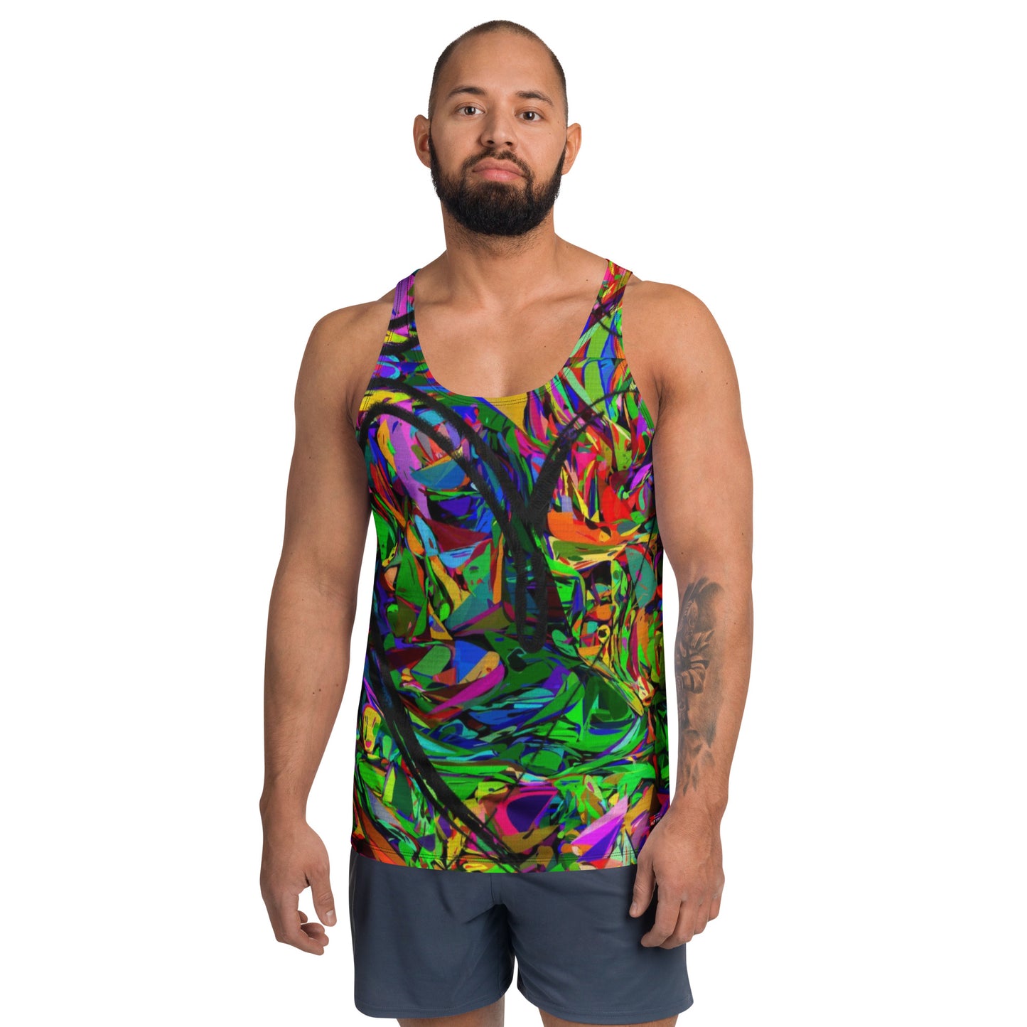Neon Mythos Men's Street Art Tank Top - Abstract colorful graphic design by Hipyfi Clothes & Design front-2