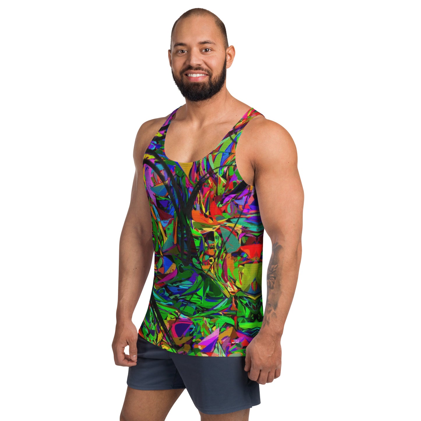 Neon Mythos Men's Street Art Tank Top - Abstract colorful graphic design by Hipyfi Clothes & Design left-front-2