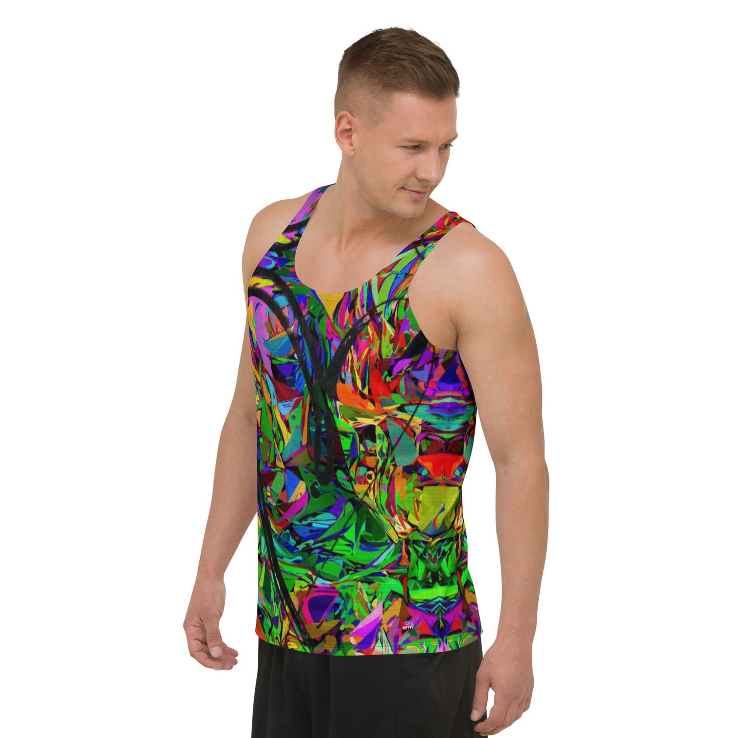 Neon Mythos Men's Street Art Tank Top - Abstract colorful graphic design by Hipyfi Clothes & Design left-front
