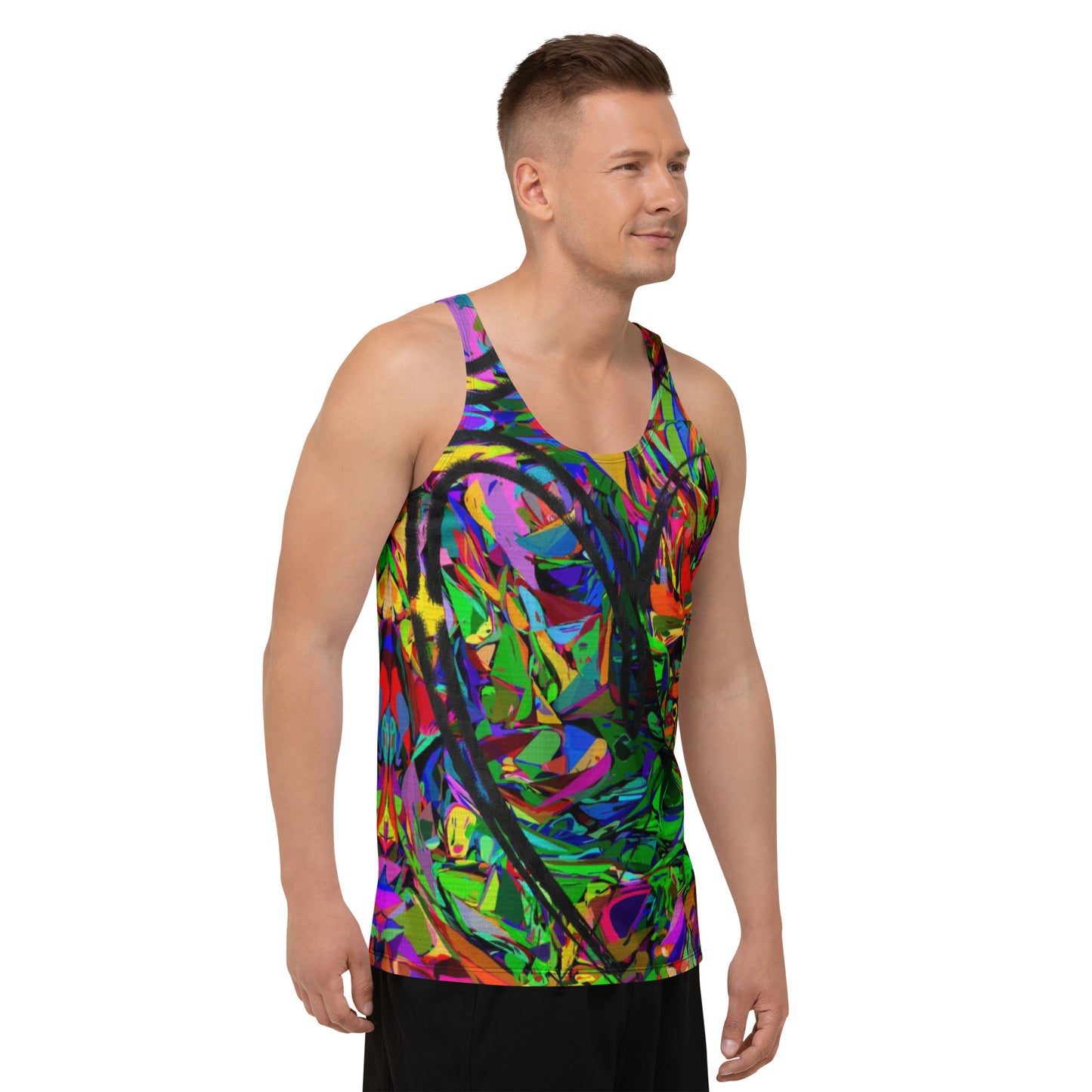 Neon Mythos Men's Street Art Tank Top - Abstract colorful graphic design by Hipyfi Clothes & Design right-front