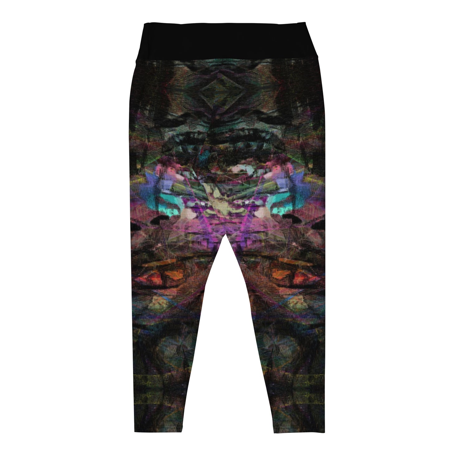 Plus-size leggings with bold abstract art. High-waist design, UPF 50+ sun protection, and four-way stretch fabric for all-day comfort and style by Hipyfi. back-2