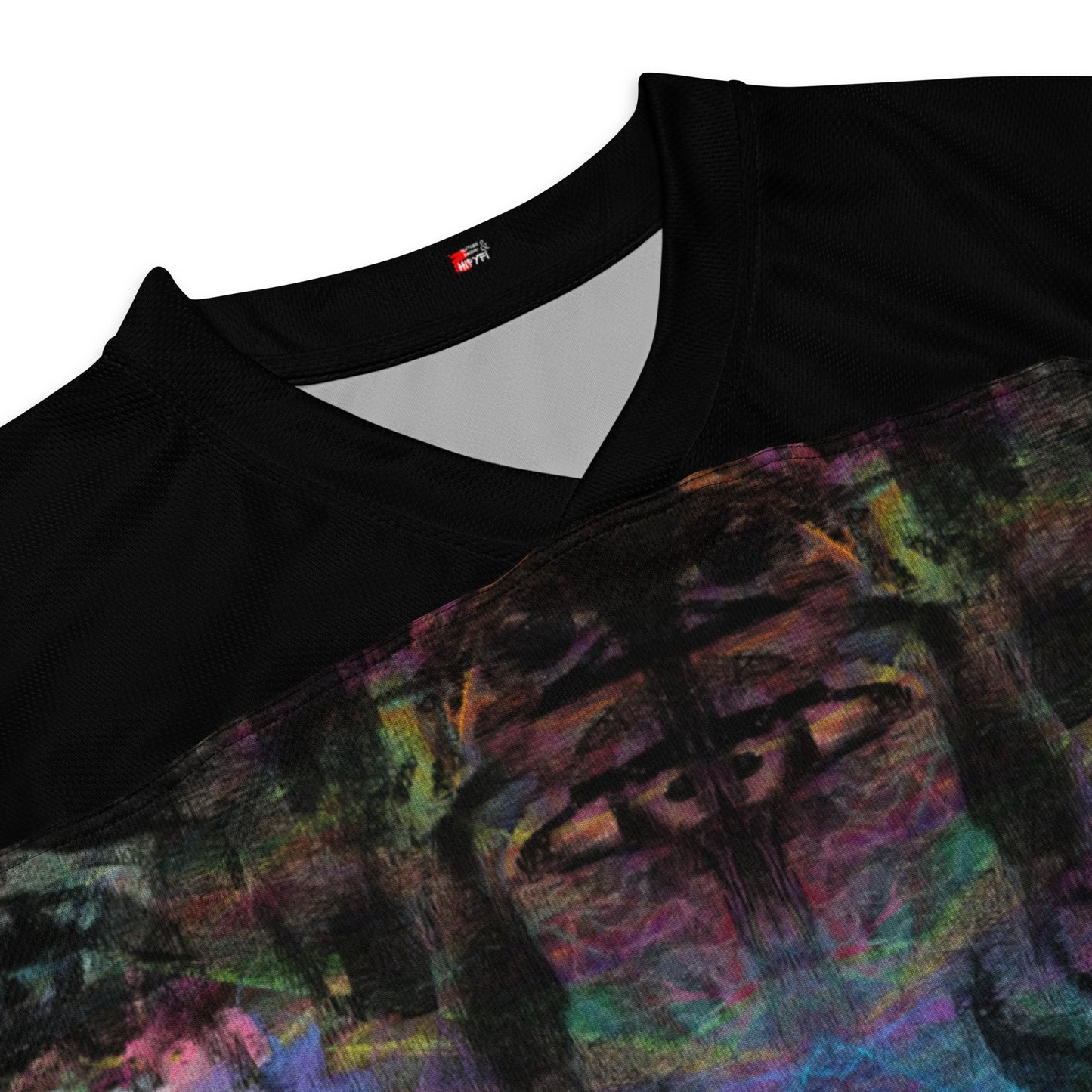 Unisex Chromatic Dreams Eco-Friendly Hockey Jersey with vibrant abstract art print, made from recycled polyester by Hipyfi Clothes & Design. product-details-2