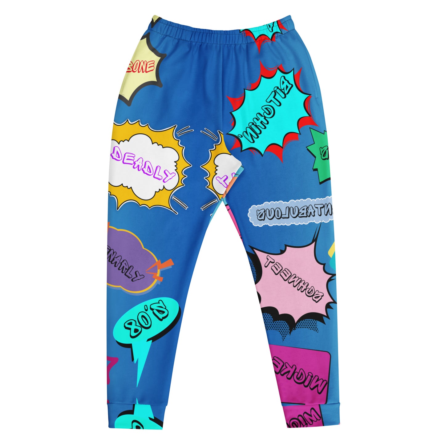 Hipyfi Retro Recycled Men’s Joggers – 80s Pop-Art Streetwear, Sustainable Fashion with Bold Graphic Design and Slim Fit. Front-4