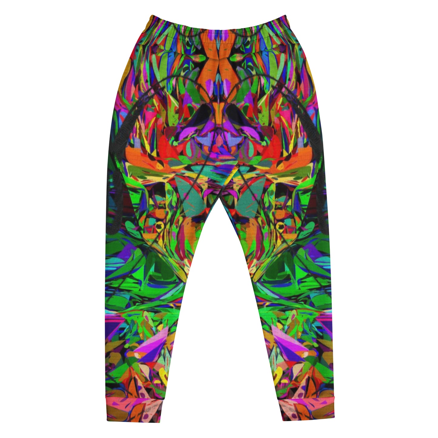 Neon Mythos Abstract Joggers for Men – Colorful, eco-friendly recycled streetwear with slim fit and vibrant graphic design by Hipyfi Clothes & Design. Front-4