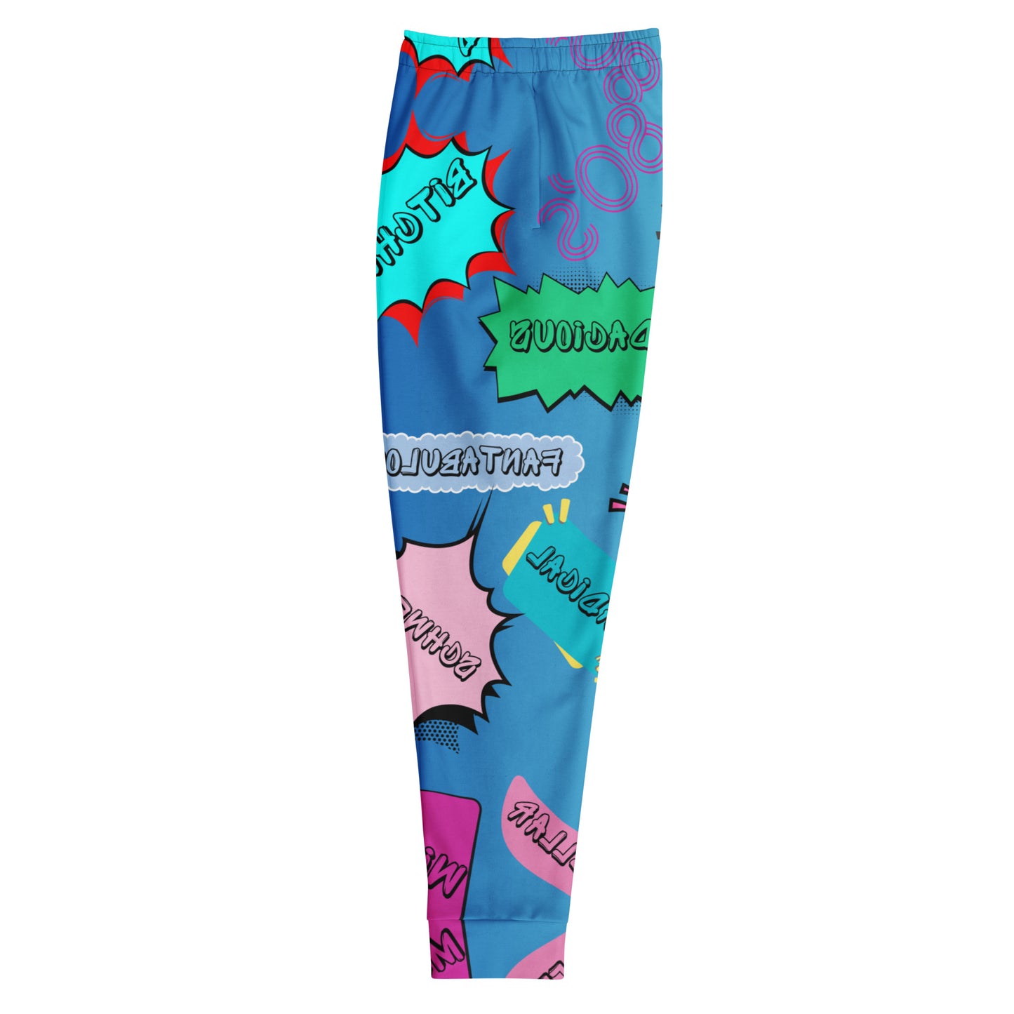 Hipyfi Retro Recycled Men’s Joggers – 80s Pop-Art Streetwear, Sustainable Fashion with Bold Graphic Design and Slim Fit. Left-4