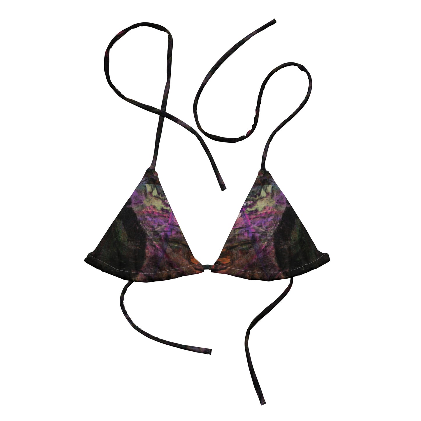 Hipyfi abstract women's Chromatic Dreams padded bikini top with vibrant design, UPF 50+ sun protection. Eco-friendly swimwear crafted from recycled materials. front-2