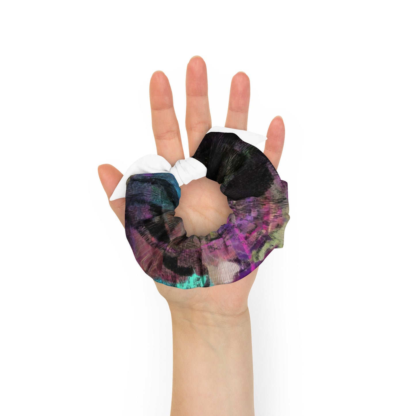Hipyfi Chromatic Dreams Scrunchies – Bold recycled unisex hair tie with vibrant abstract design. back-3