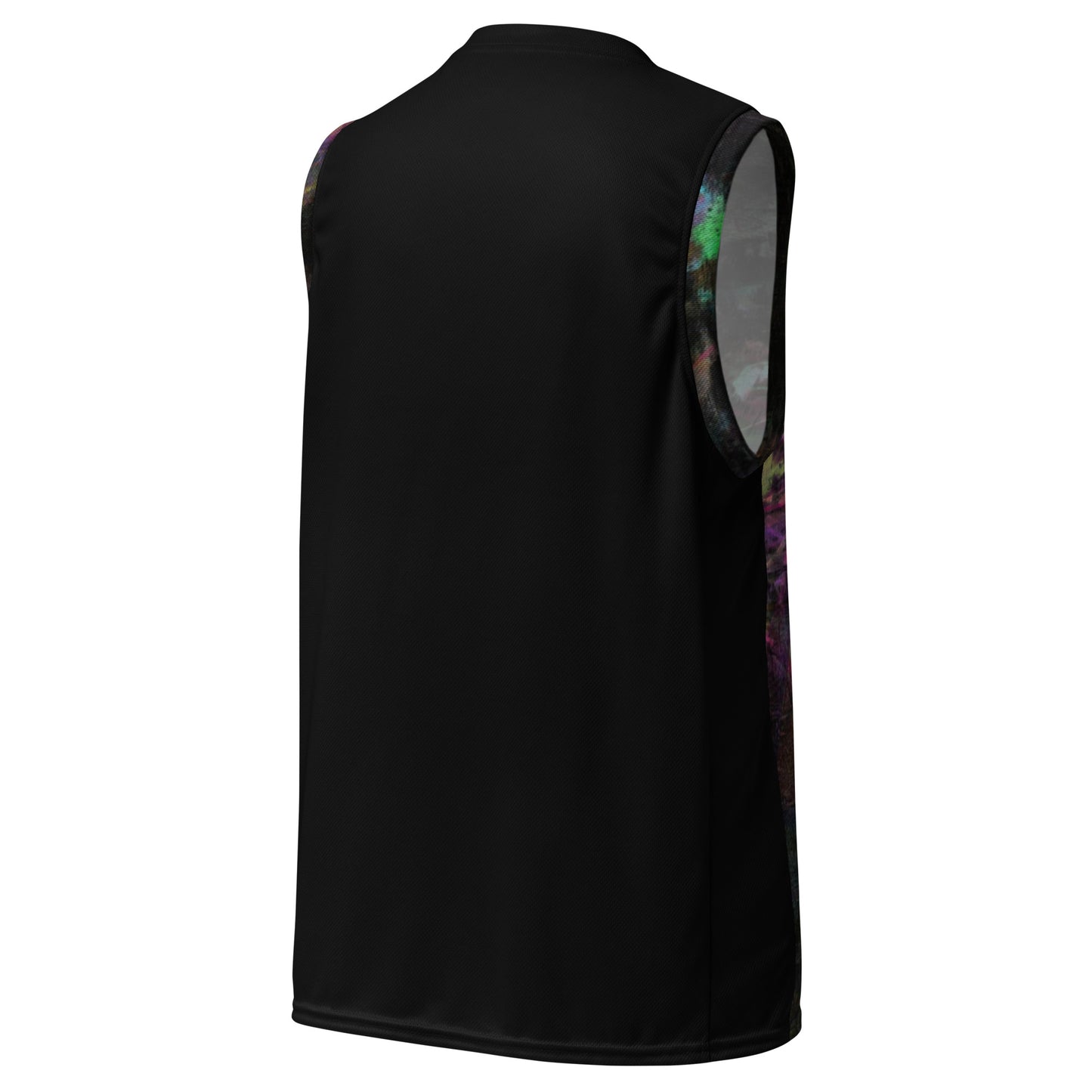 Chromatic Dreams Recycled Unisex Basketball Jersey by Hipyfi – Colorful art print, eco-friendly sportswear, made from 100% recycled polyester. back-5