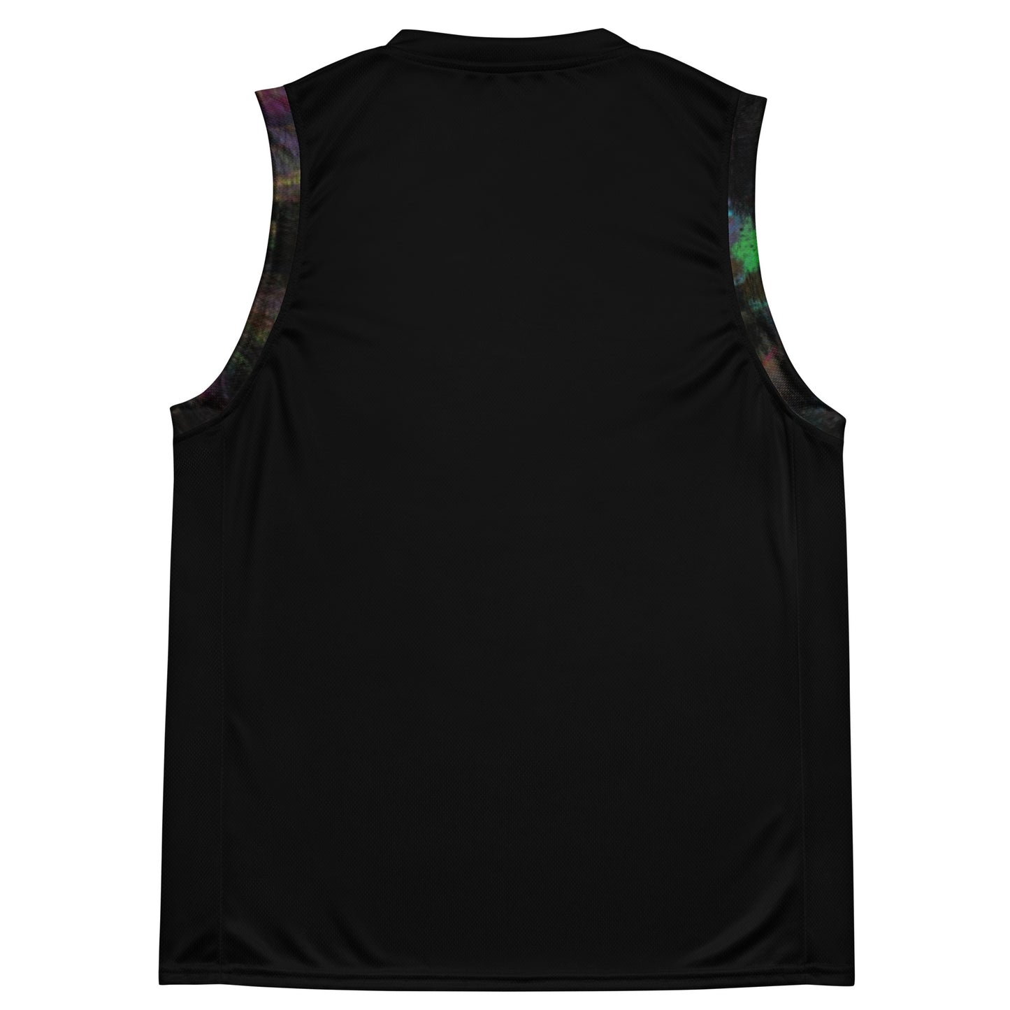 Chromatic Dreams Recycled Unisex Basketball Jersey by Hipyfi – Colorful art print, eco-friendly sportswear, made from 100% recycled polyester. back-6