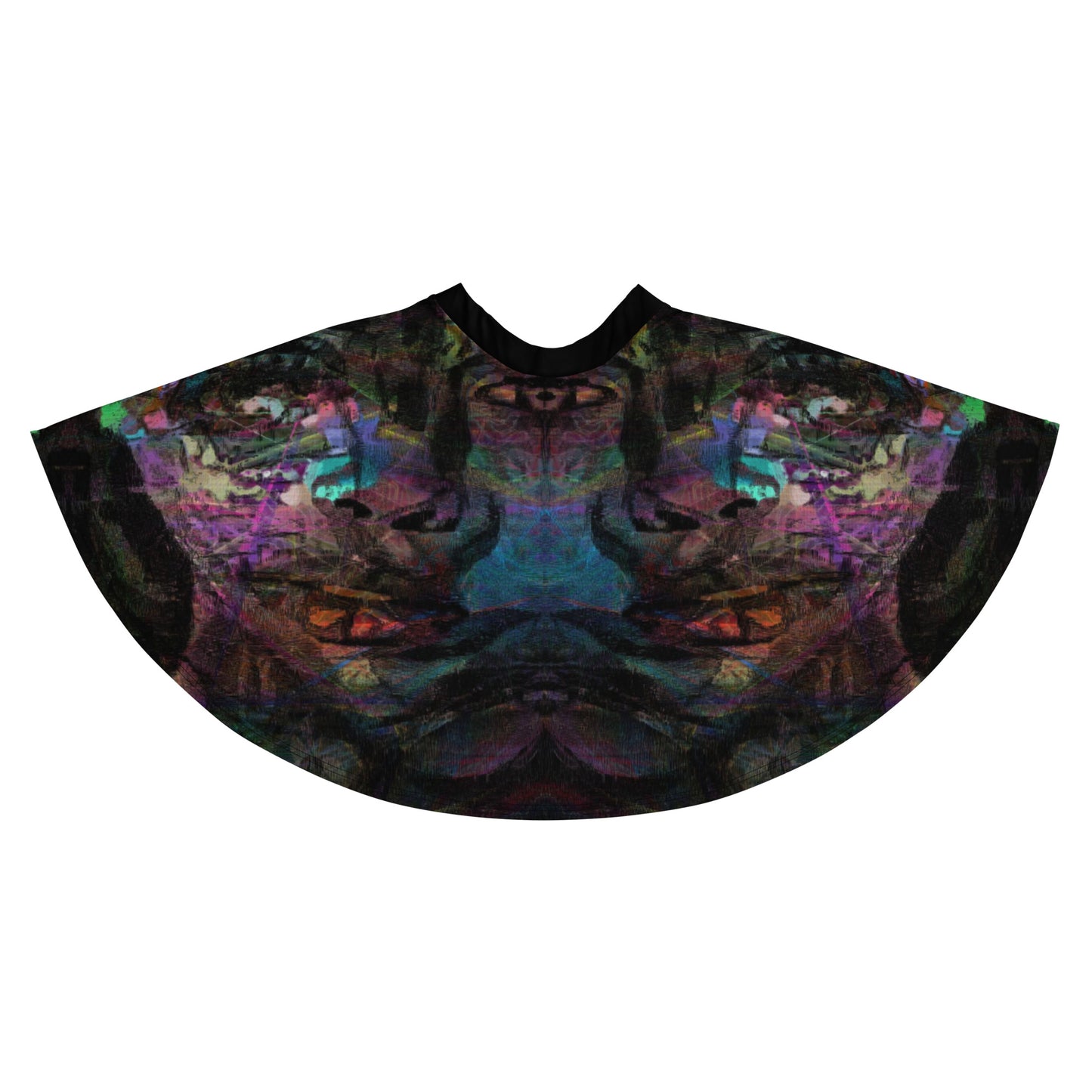 Women's Hipyfi Chromatic Dreams Skater Skirt: Vibrant abstract print, elastic waist, flared streetwear design. Back-4