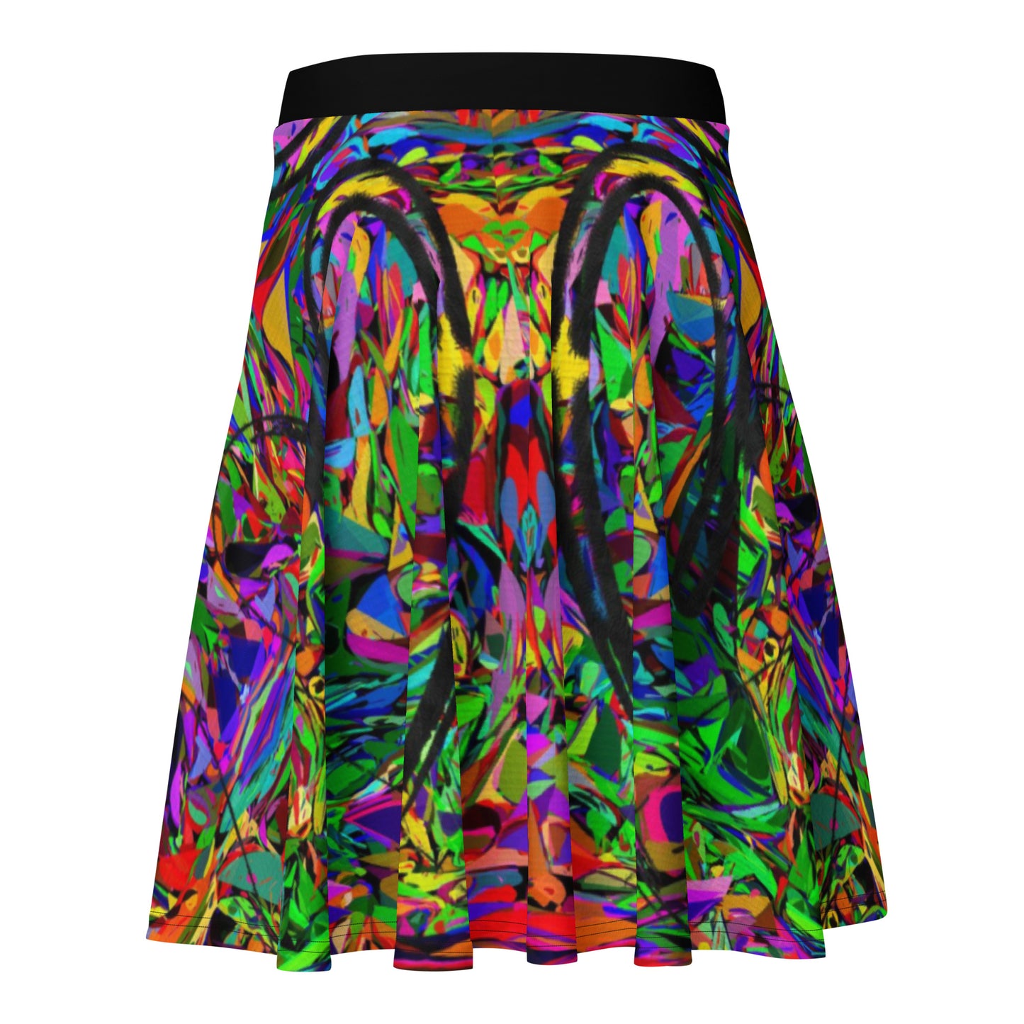 Women’s neon abstract skater skirt with colorful street art print – Hipyfi Clothes & Design Back-4