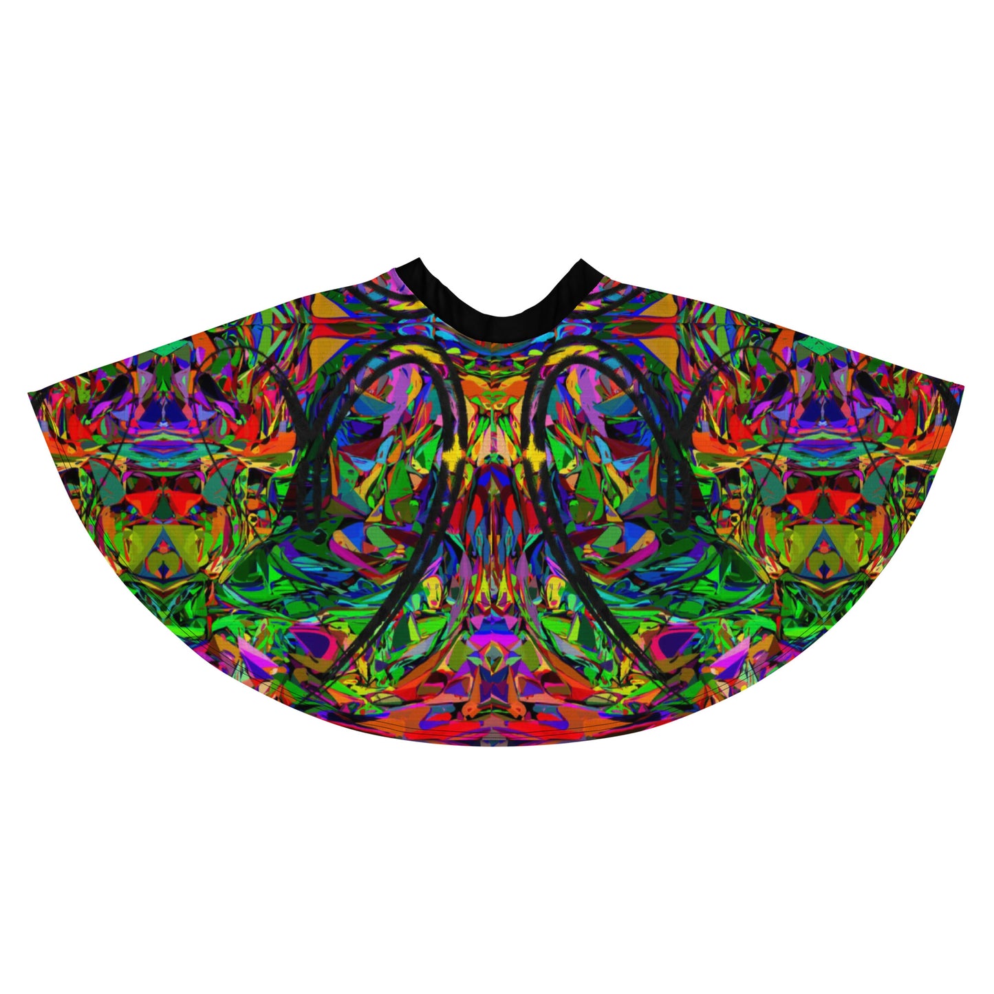 Women’s neon abstract skater skirt with colorful street art print – Hipyfi Clothes & Design Back-3