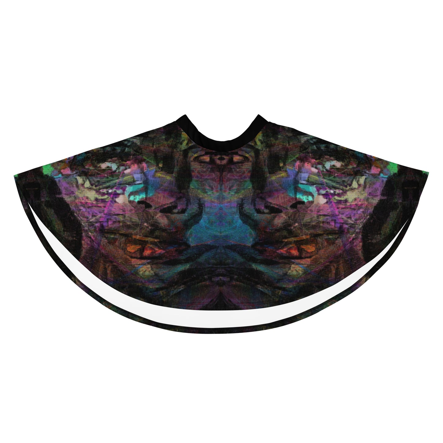 Women's Hipyfi Chromatic Dreams Skater Skirt: Vibrant abstract print, elastic waist, flared streetwear design. front-4