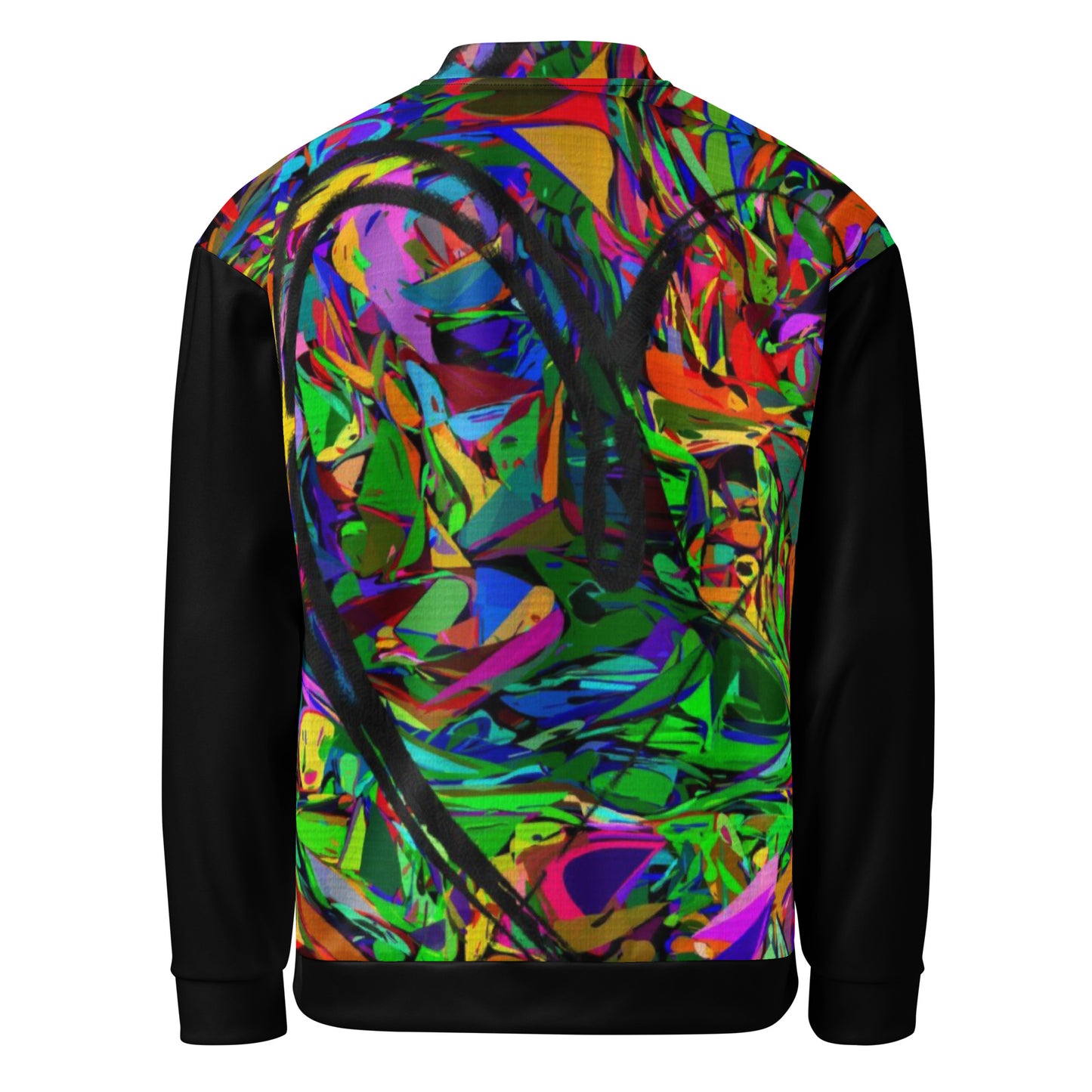 Unisex bomber jacket with vibrant neon abstract print – streetwear by Hipyfi Clothes & Design Back-5