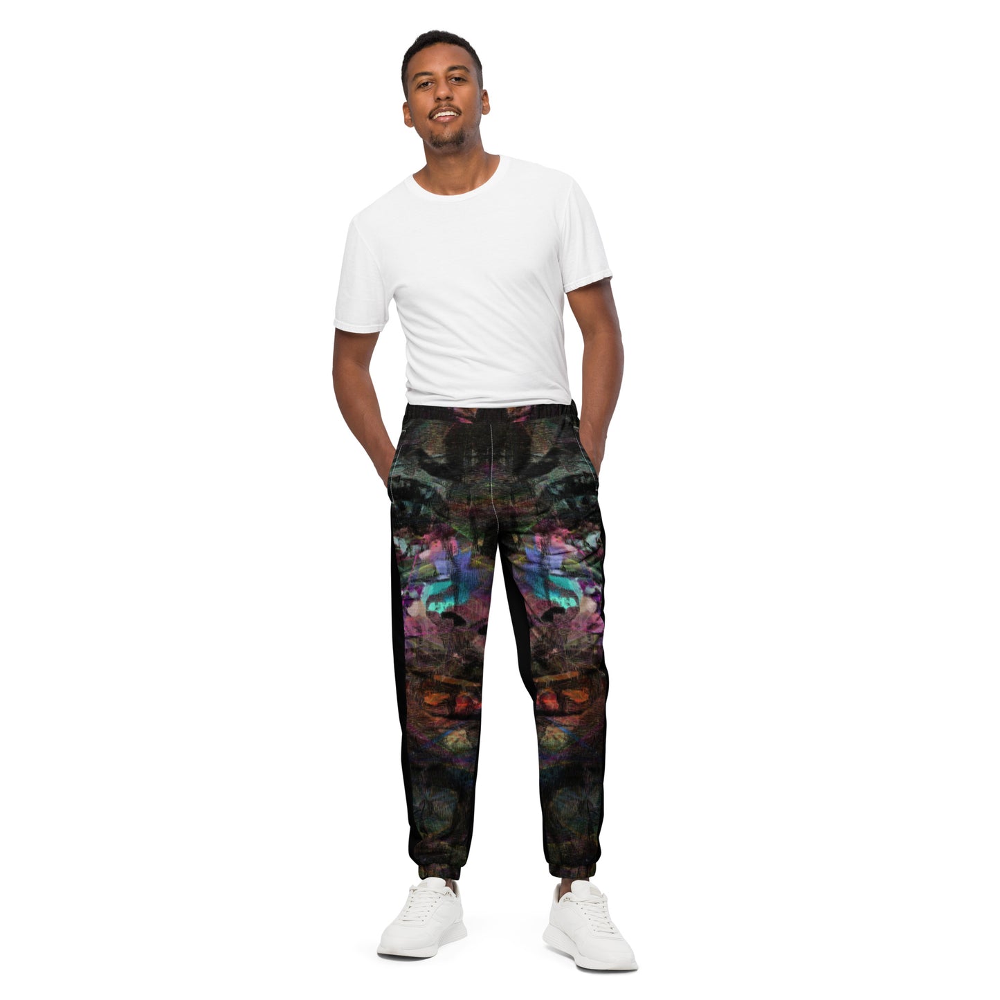 Colorful abstract art unisex track pants – Chromatic Dreams by Hipyfi Clothes & Design Front-6