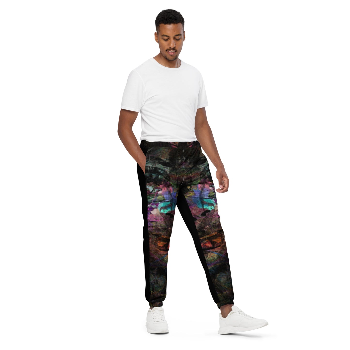 Colorful abstract art unisex track pants – Chromatic Dreams by Hipyfi Clothes & Design Right-Front