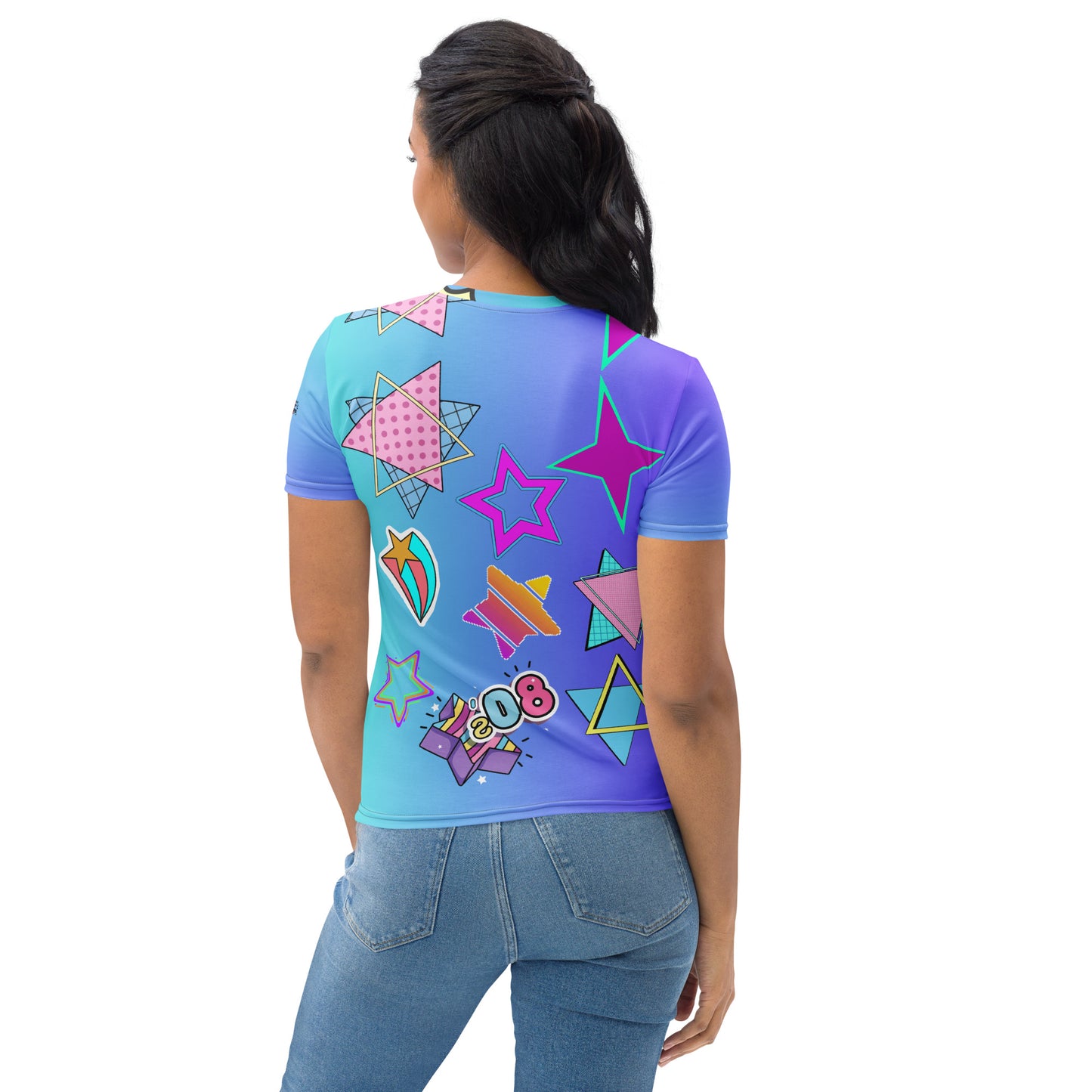 Women’s 80s Pop Art T-Shirt with Retro Neon Speech Bubbles – Hipyfi Clothes & Design. Back-3