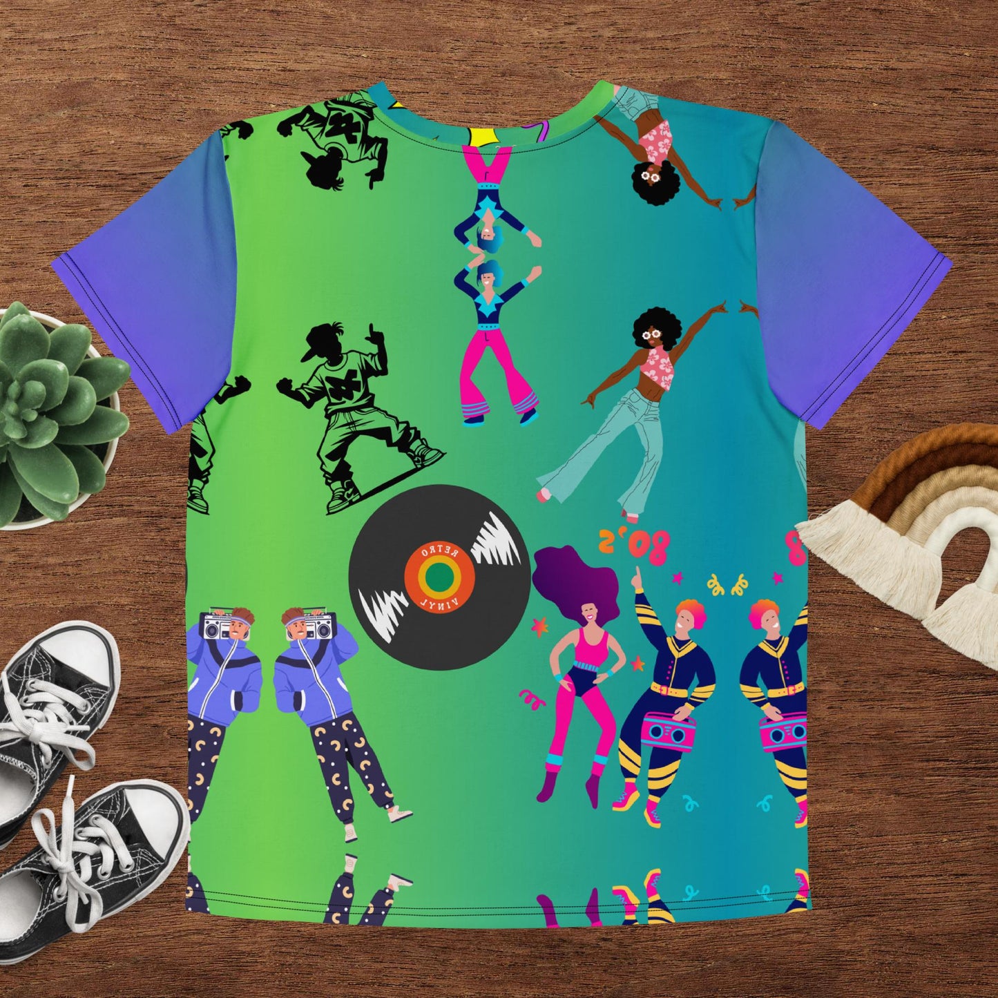 Retro Vibes Kids T-Shirt with Memphis Style 80s Pattern – Hipyfi Clothes & Design Back