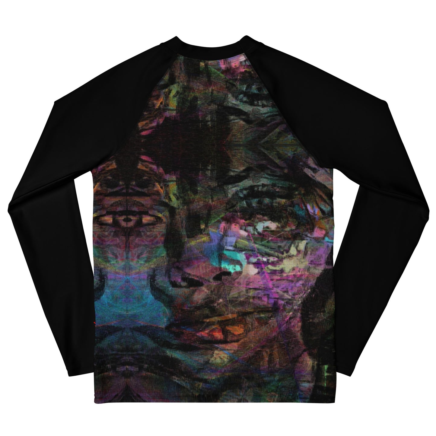 Hipyfi Chromatic Dreams Youth Rash Guard with vibrant abstract art print, UPF 50+ sun protection for surfing, sports, and active teens. back-3