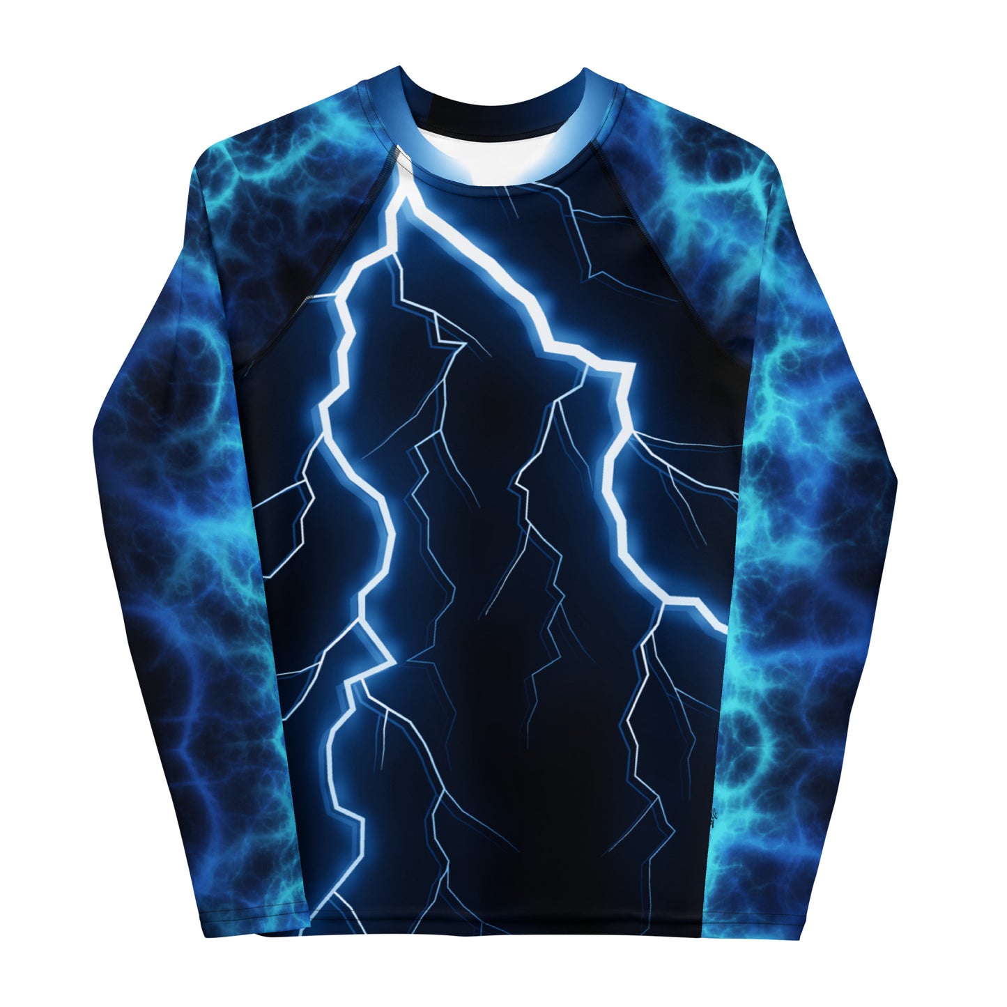 Electric Storm Youth Rash Guard with UPF 50+ UV protection in lightning bolt design by Hipyfi Clothes & Design Front-3
