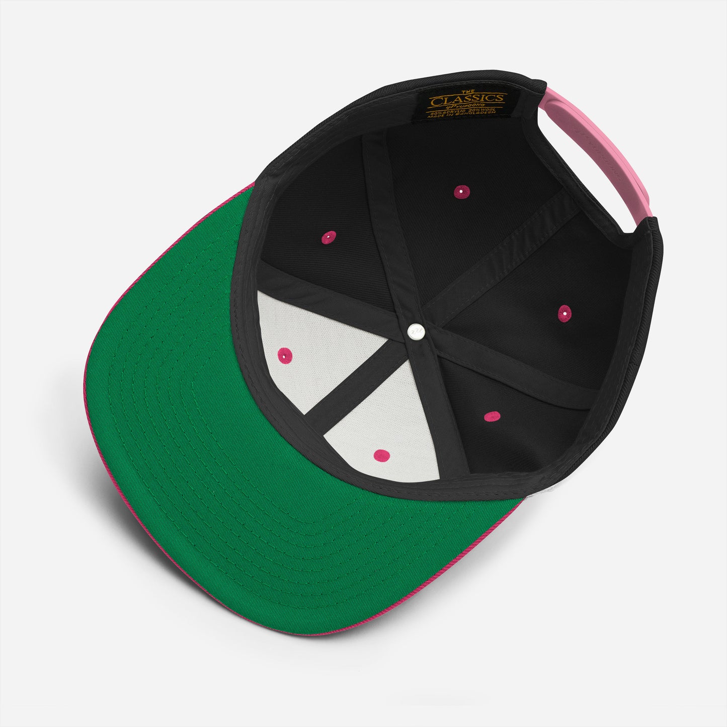 Hipyfi black and neon pink snapback hat with embroidered logo – classic flat brim cap product-details-2