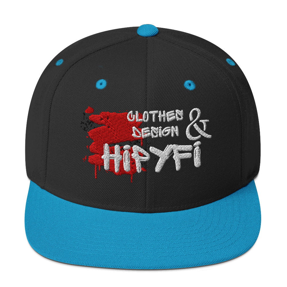 Hipyfi Classic Snapback Hat in Black and Teal with Embroidered Logo, Flat Brim, and Green Undervisor – Vintage Streetwear Cap Front-3