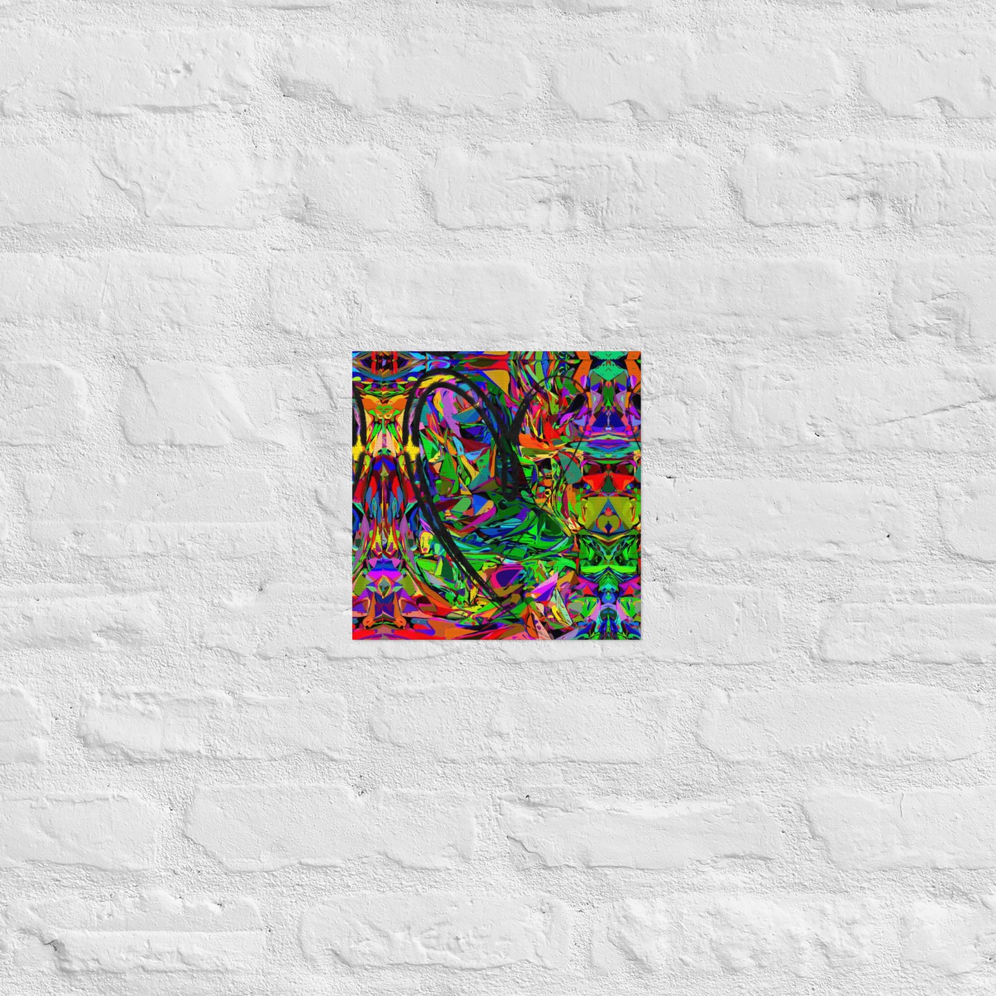 Neon abstract art print on matte paper featuring bold black heart and colorful jagged design – modern wall decor by Hipyfi Clothes & Design 10x10-front