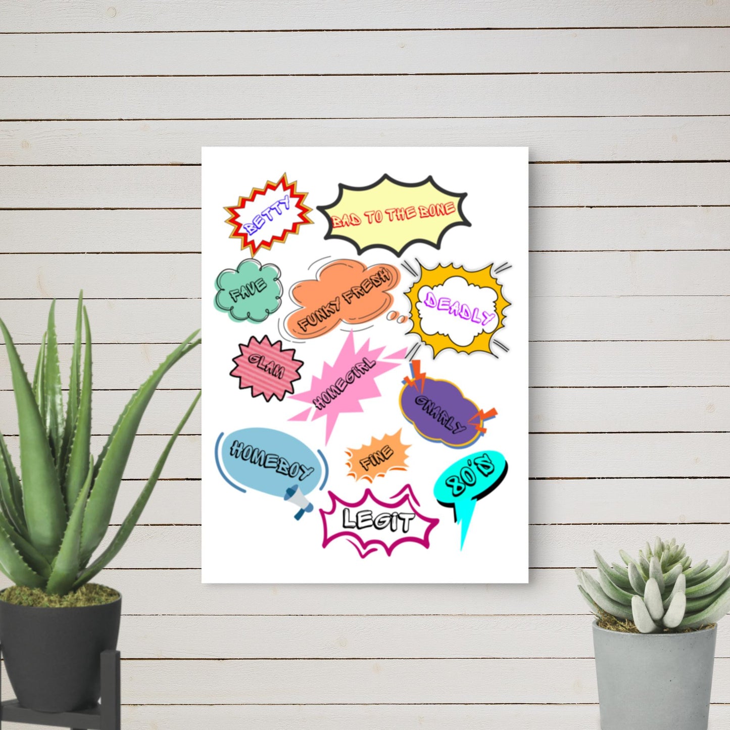 Retro pop art poster with 1980s slang and comic-style design by Hipyfi Clothes & Design 12x16-front