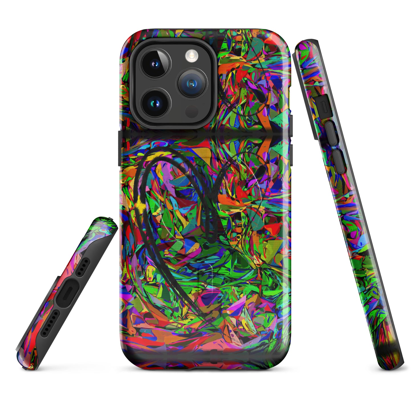Hipyfi Neon Mythos MagSafe Tough Case for iPhone – Abstract street art design with vibrant neon colors, durable dual-layer protection, and MagSafe compatibility. iphone-14-pro-max