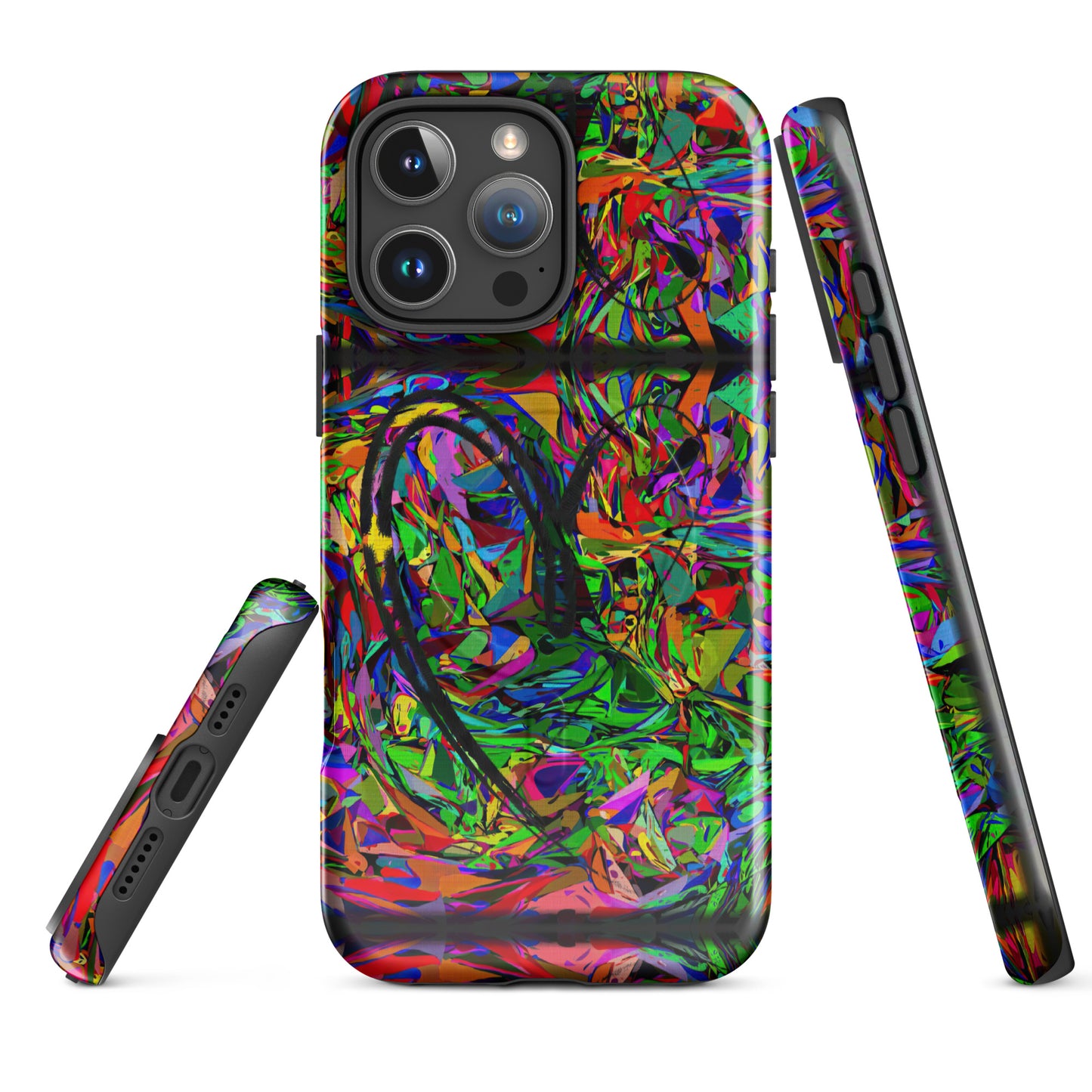 Hipyfi Neon Mythos MagSafe Tough Case for iPhone – Abstract street art design with vibrant neon colors, durable dual-layer protection, and MagSafe compatibility. iphone-16-pro-max