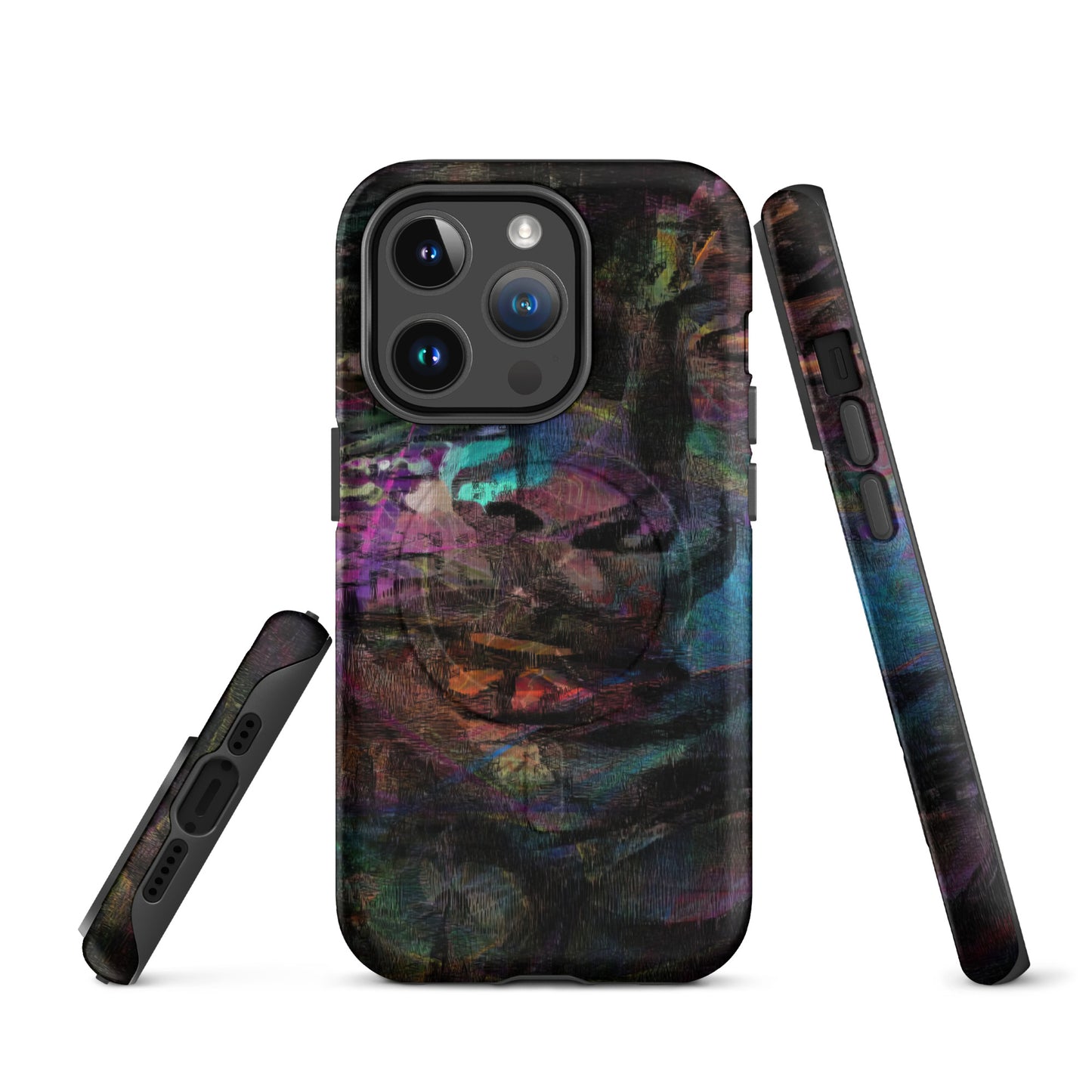 Colorful abstract MagSafe Tough Case for iPhone, with dual-layer protection by Hipyfi Clothes & Design. 14-pro