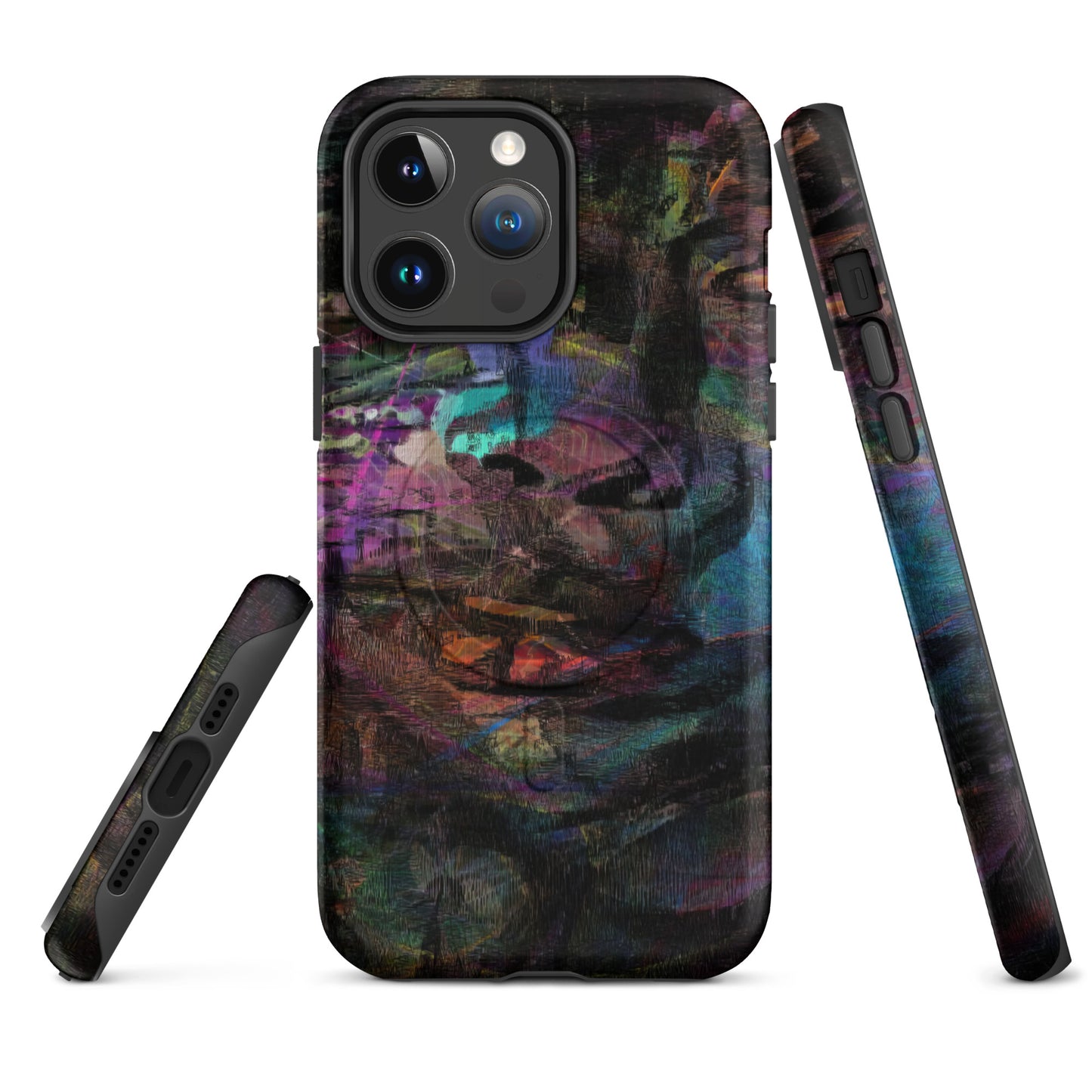 Colorful abstract MagSafe Tough Case for iPhone, with dual-layer protection by Hipyfi Clothes & Design. 14-pro-max