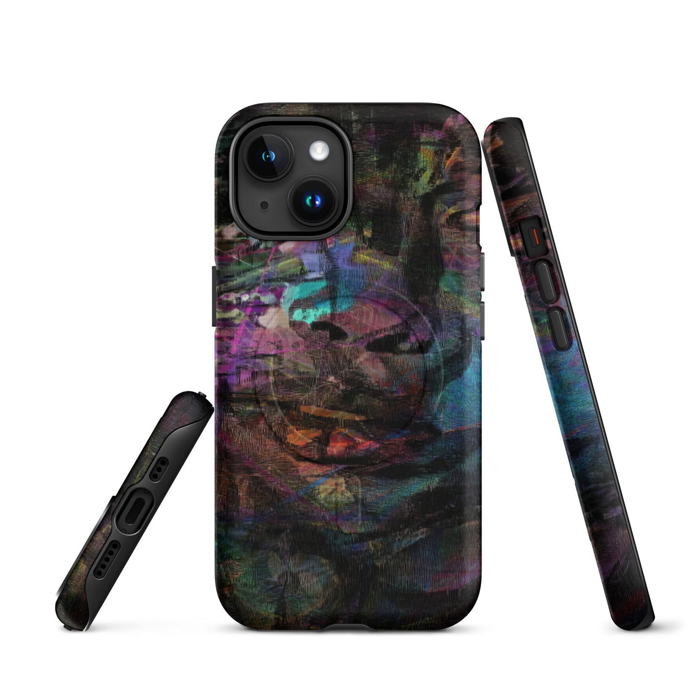 Colorful abstract MagSafe Tough Case for iPhone, with dual-layer protection by Hipyfi Clothes & Design. 15