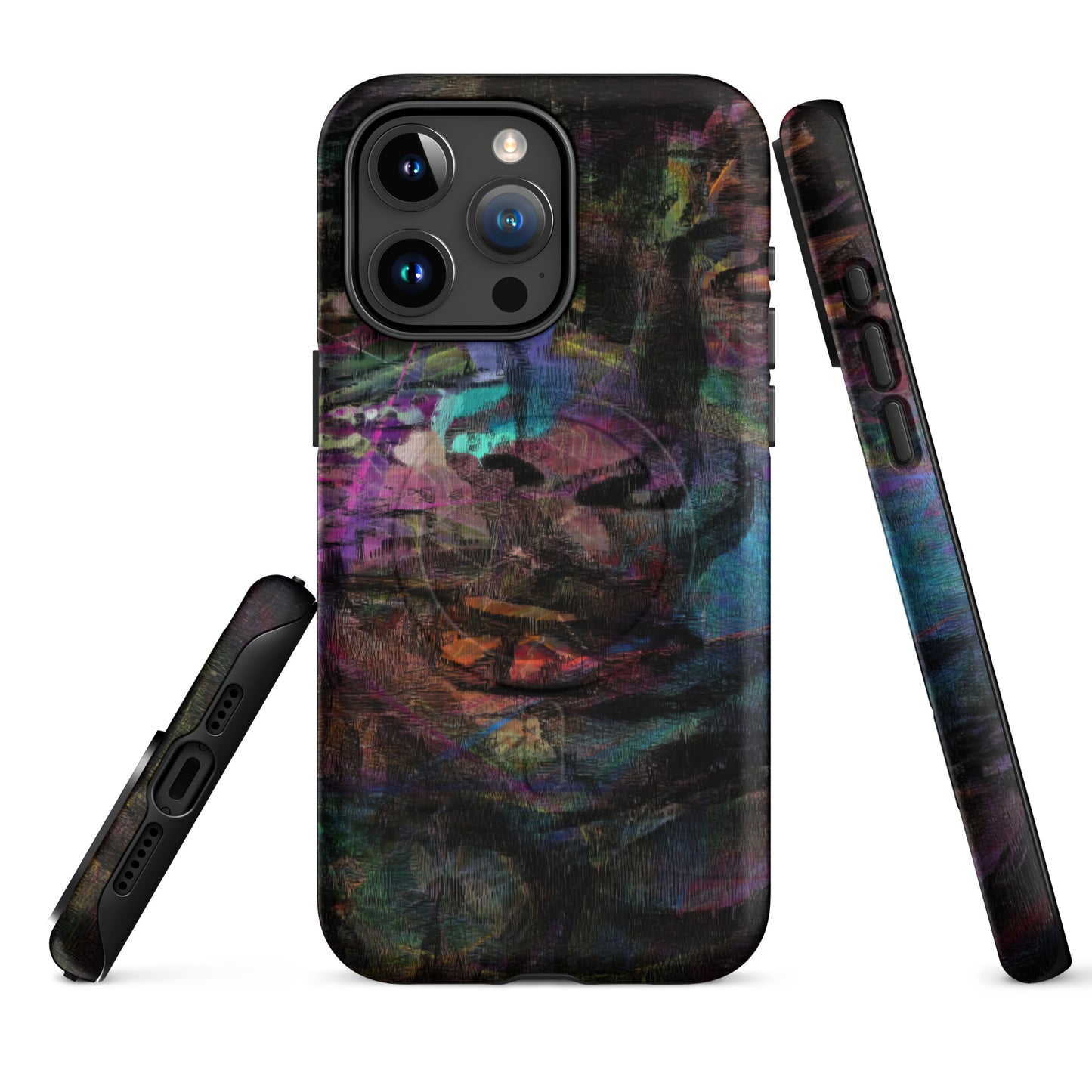 Colorful abstract MagSafe Tough Case for iPhone, with dual-layer protection by Hipyfi Clothes & Design. 15-pro-max