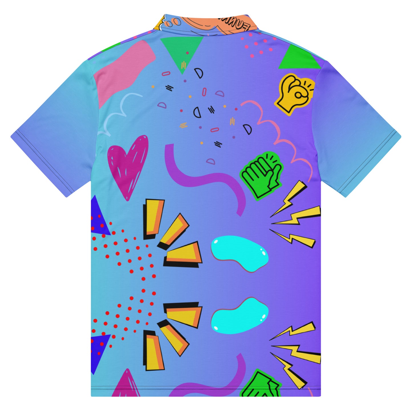 Hipyfi Retro Comic Slim Fit Polo Shirt with 80s Pop Art Graphic Design for Men Back-2