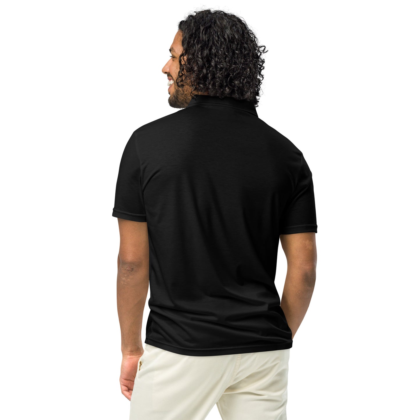 Hipyfi Men's Chromatic Dreams Slim Fit Polo Shirt – Vibrant abstract digital art print. Modern slim-fit design for bold, stylish casual wear. Back