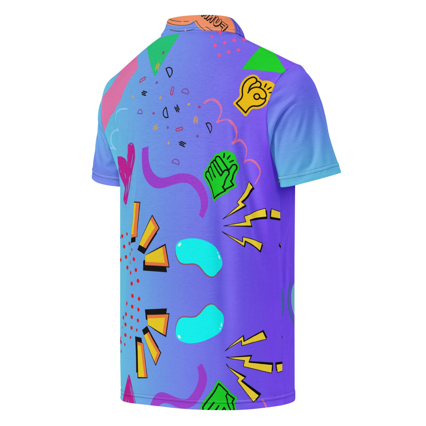 Hipyfi Retro Comic Slim Fit Polo Shirt with 80s Pop Art Graphic Design for Men Right back-2