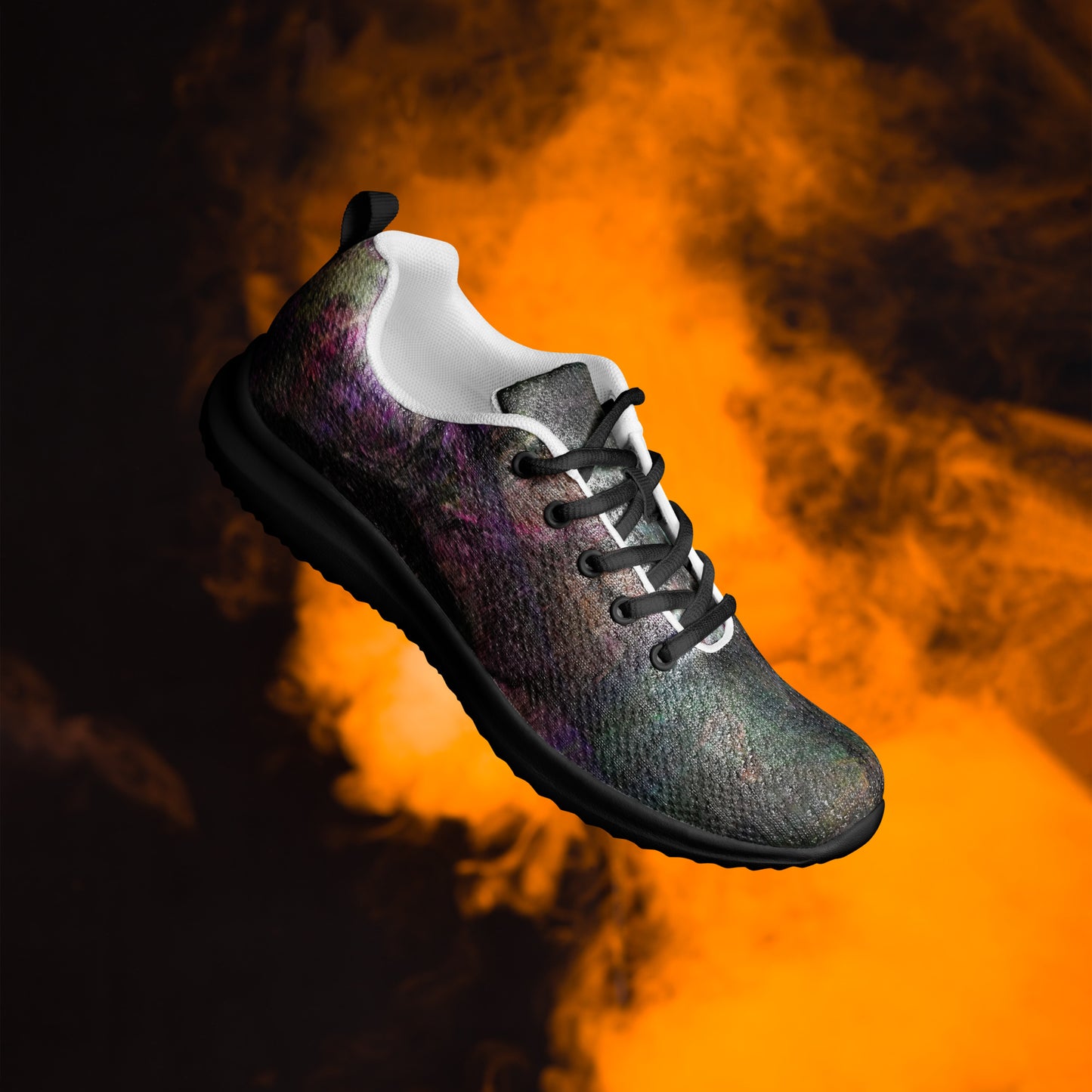 Hipyfi Chromatic Dreams Men’s Abstract Art Training Shoes in vibrant graffiti-inspired purple, blue, and orange with breathable performance design. black-right-2
