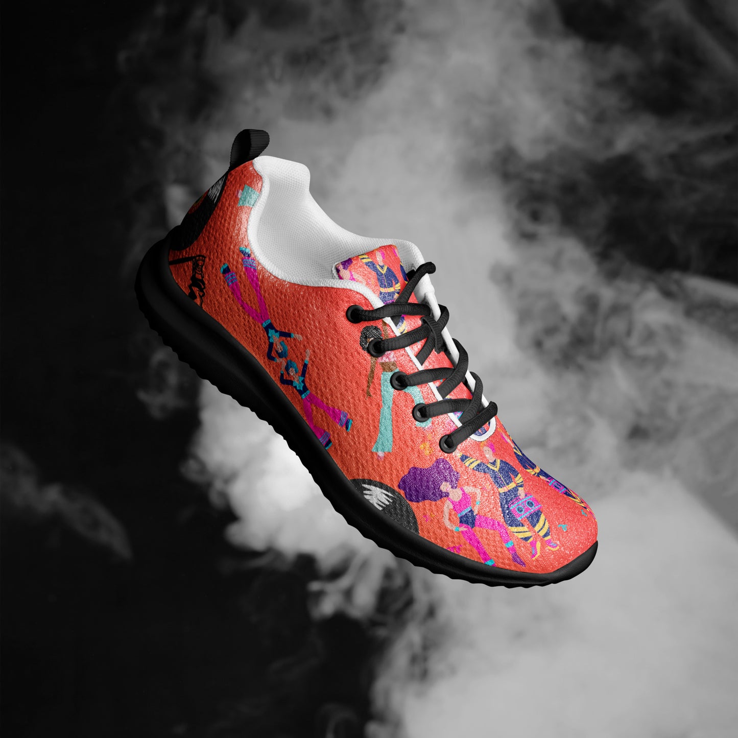 Hipyfi RetroRush Men’s 80s Style Athletic Sneakers with Neon Retro Pattern black-right-4